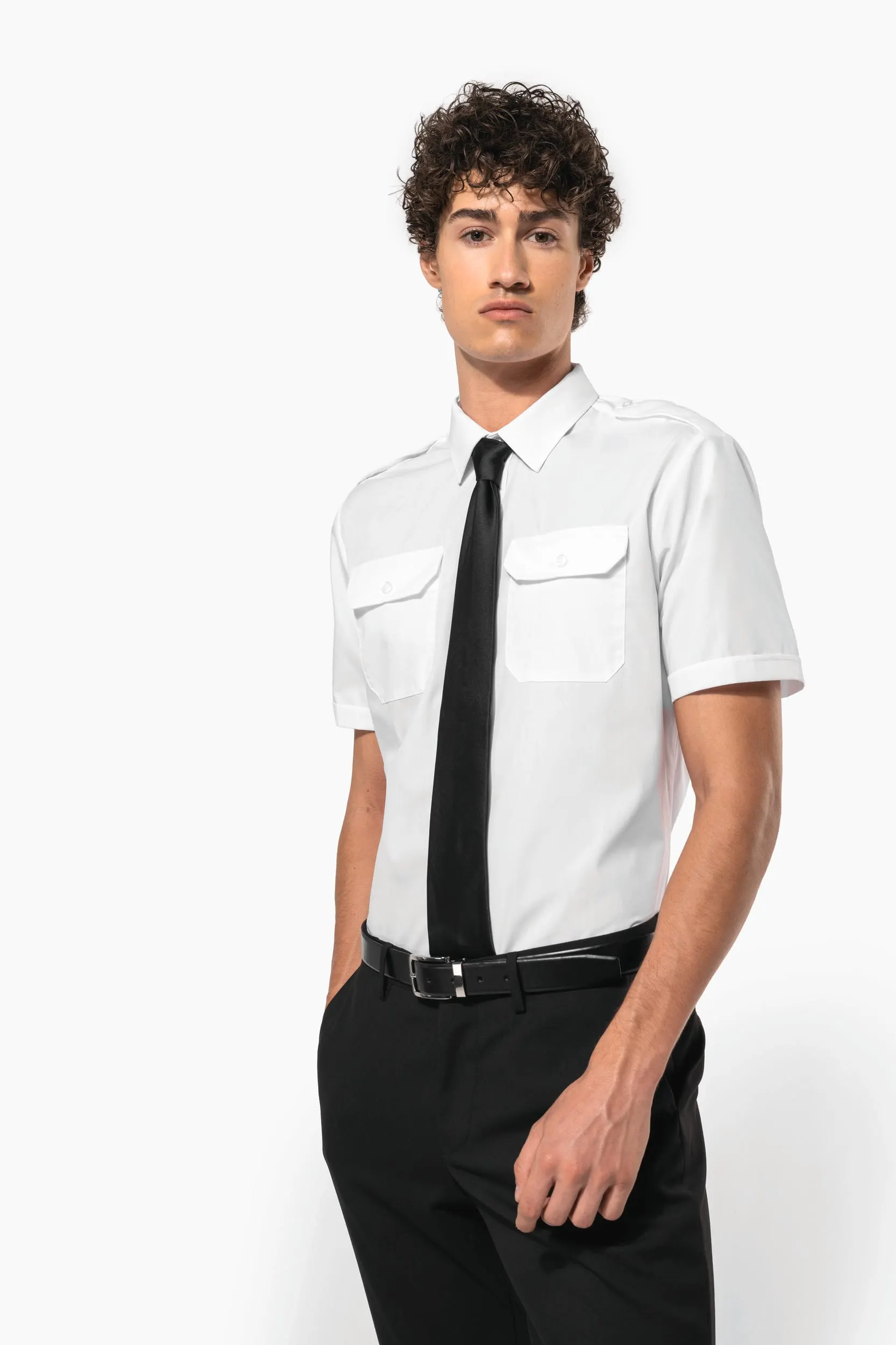 Camisa piloto manga corta hombre