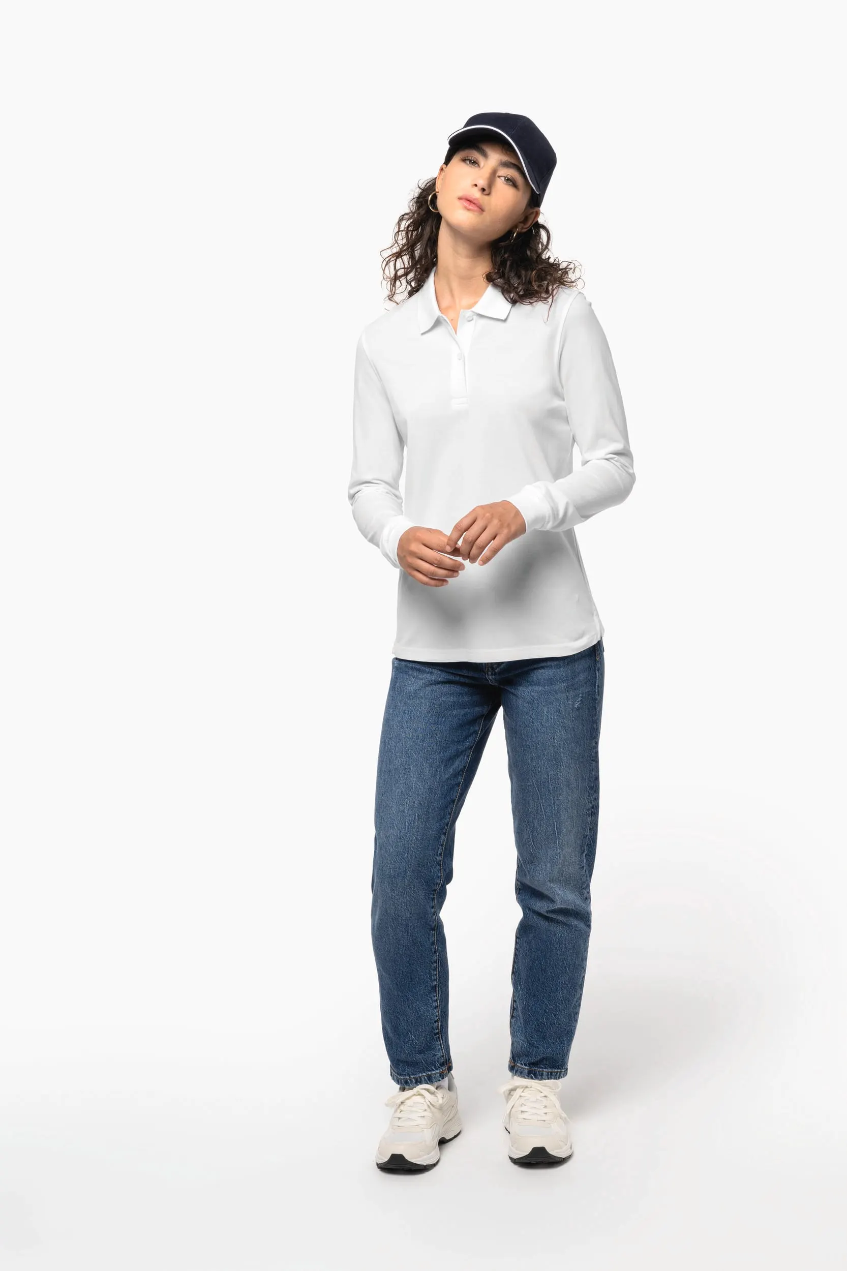 Polo de punto piqué manga larga Bio180 mujer