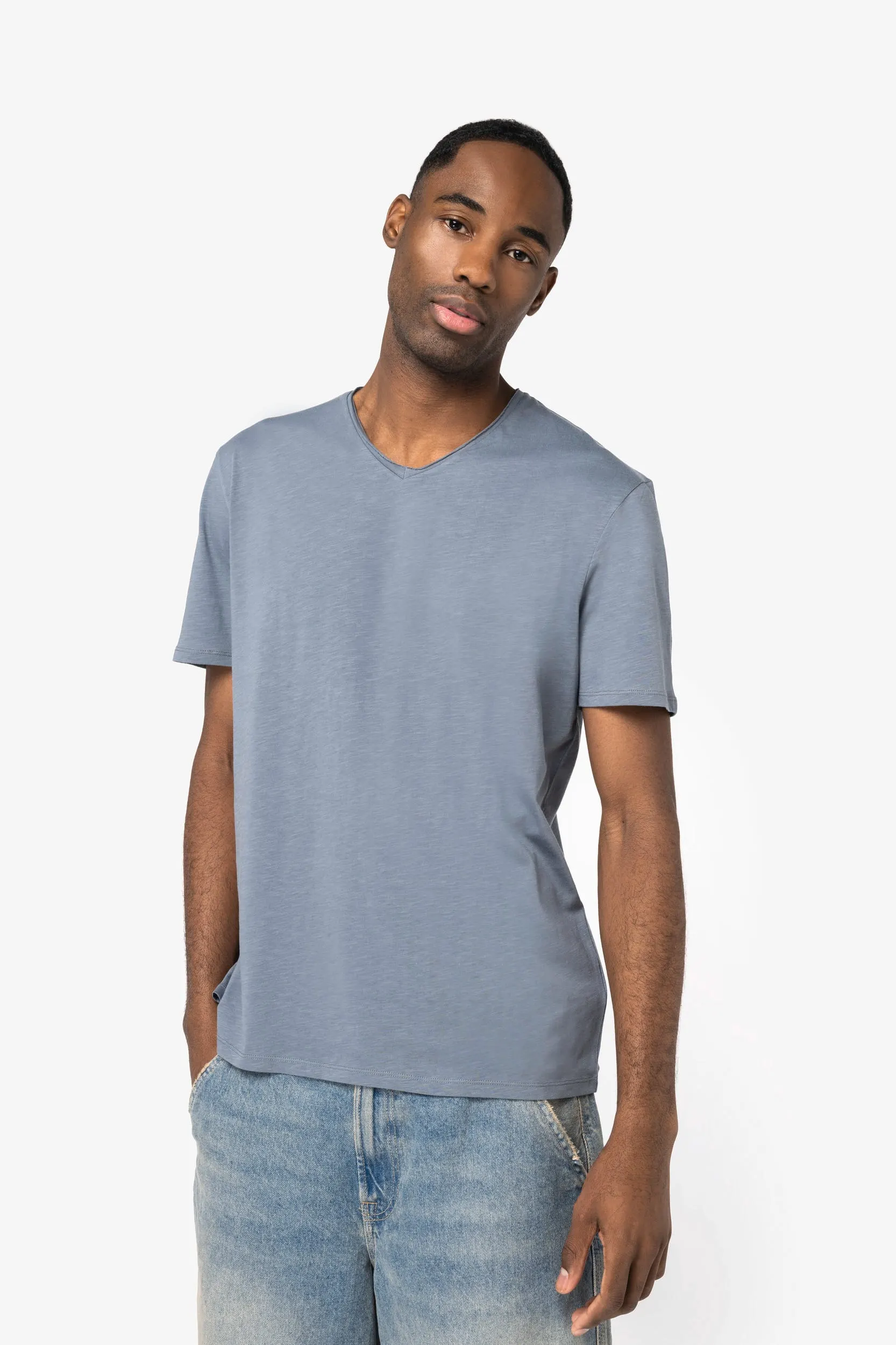 Camiseta ecorresponsable slub con bordes sin rematar hombre
