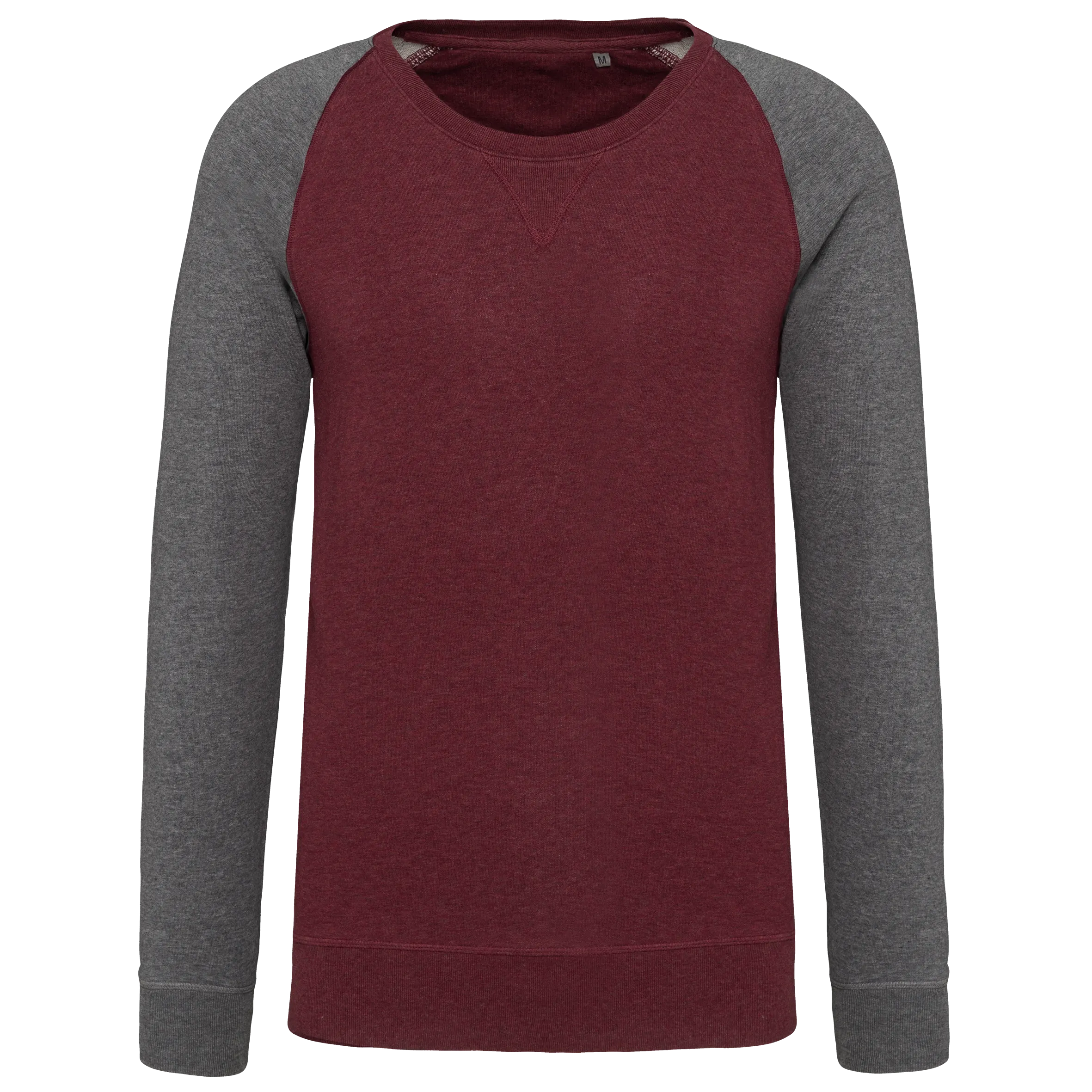 Sudadera bicolor algodón orgánico French Terry cuello redondo mangas raglan hombre