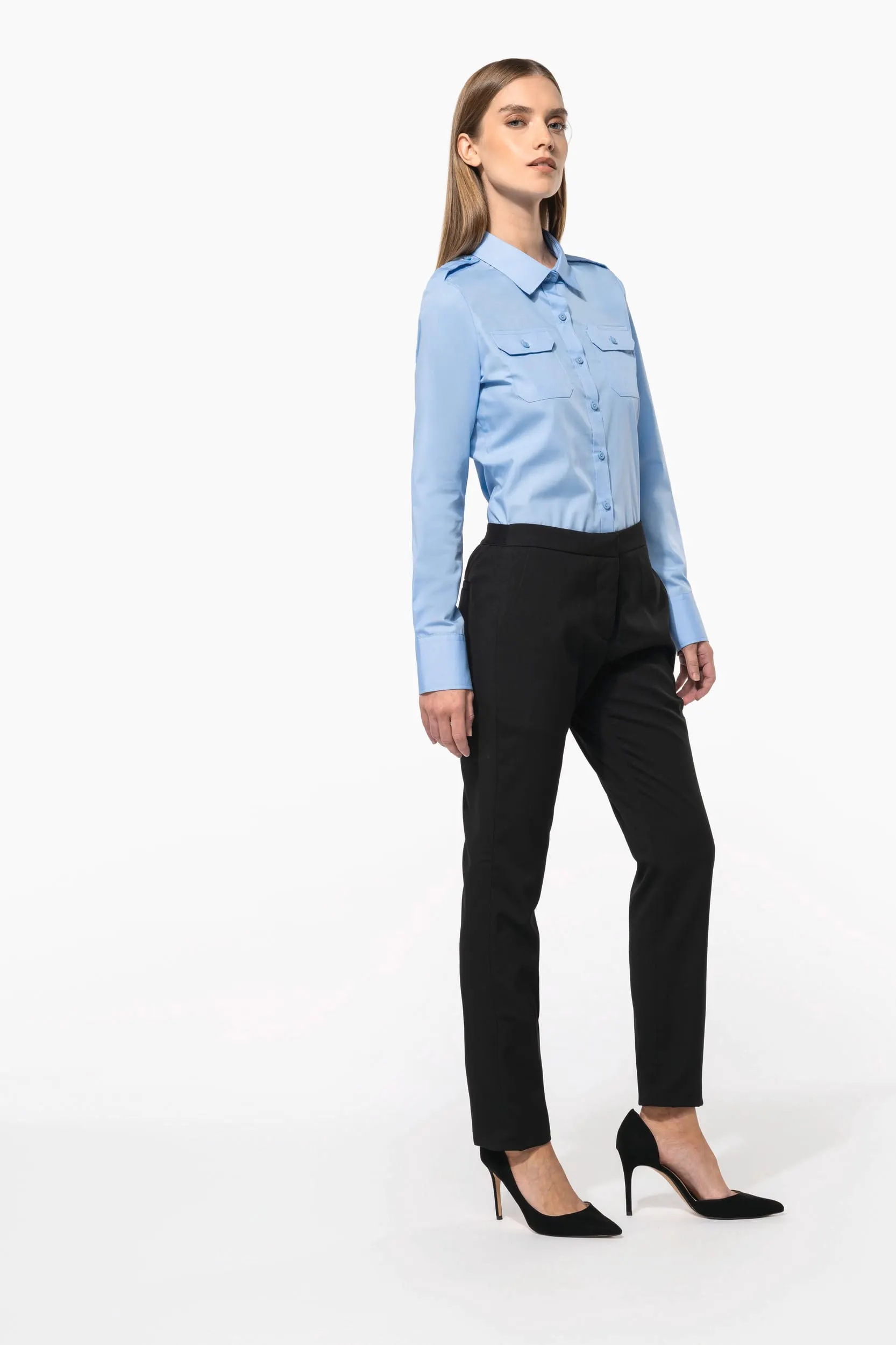 Camisa piloto manga larga mujer