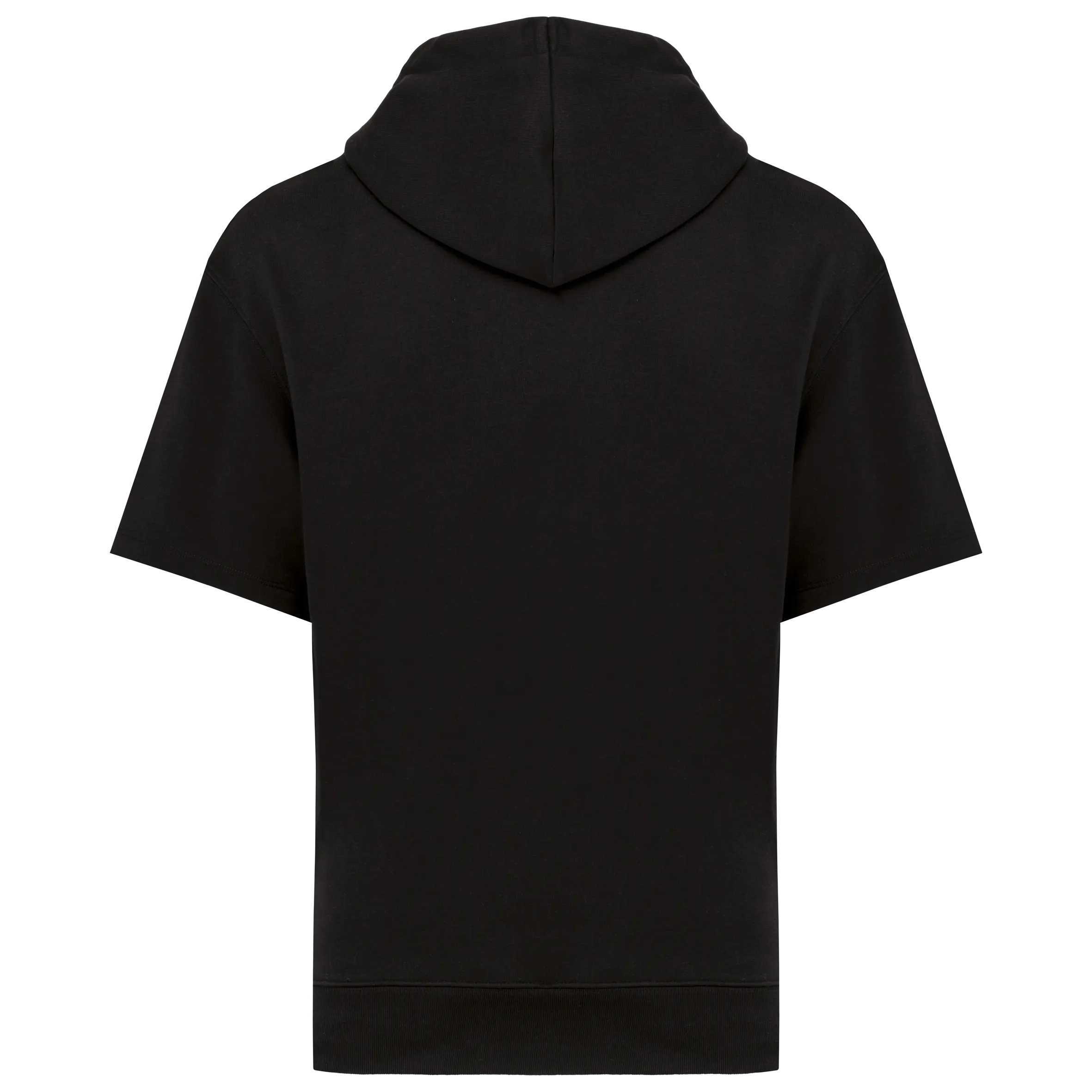 Sudadera ecorresponsable con capucha y hombros caídos de manga corta French Terry unisex