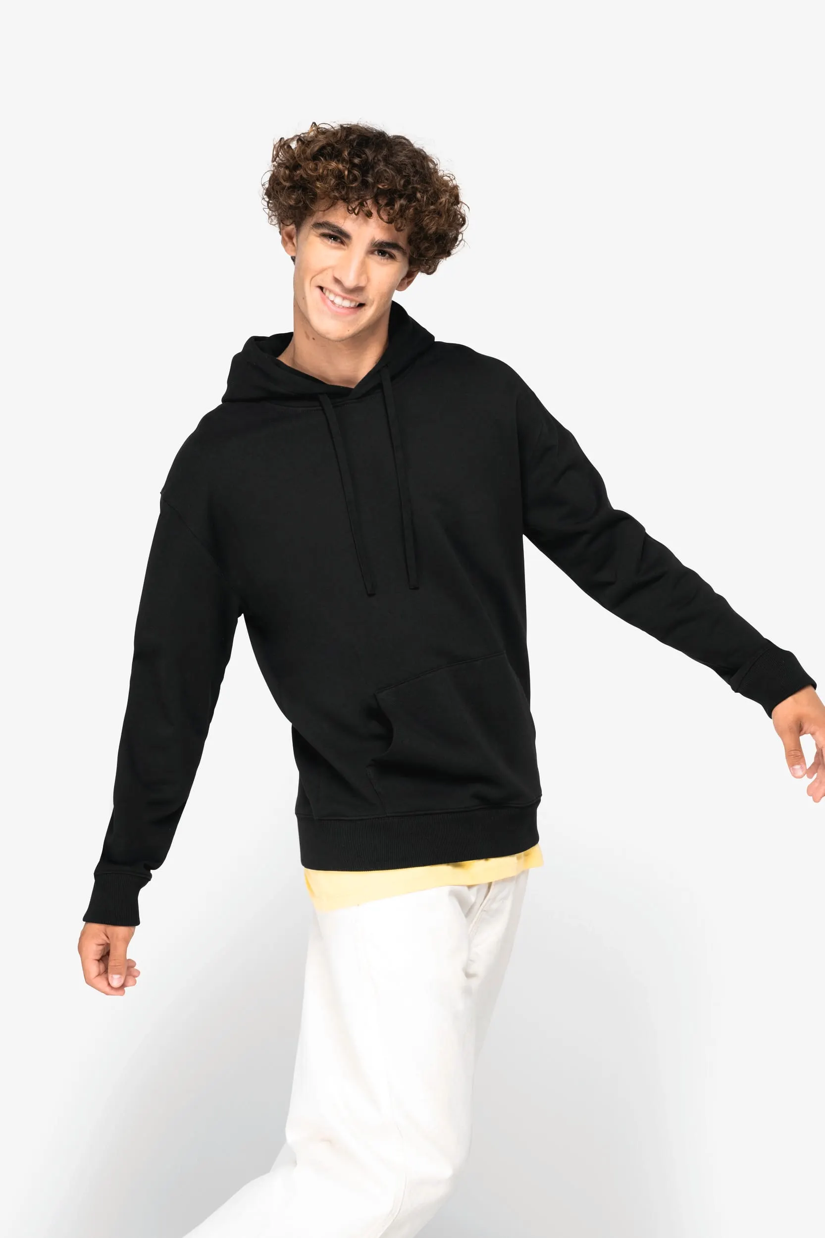 Sudadera ecorresponsable con capucha y hombros caídos French Terry unisex