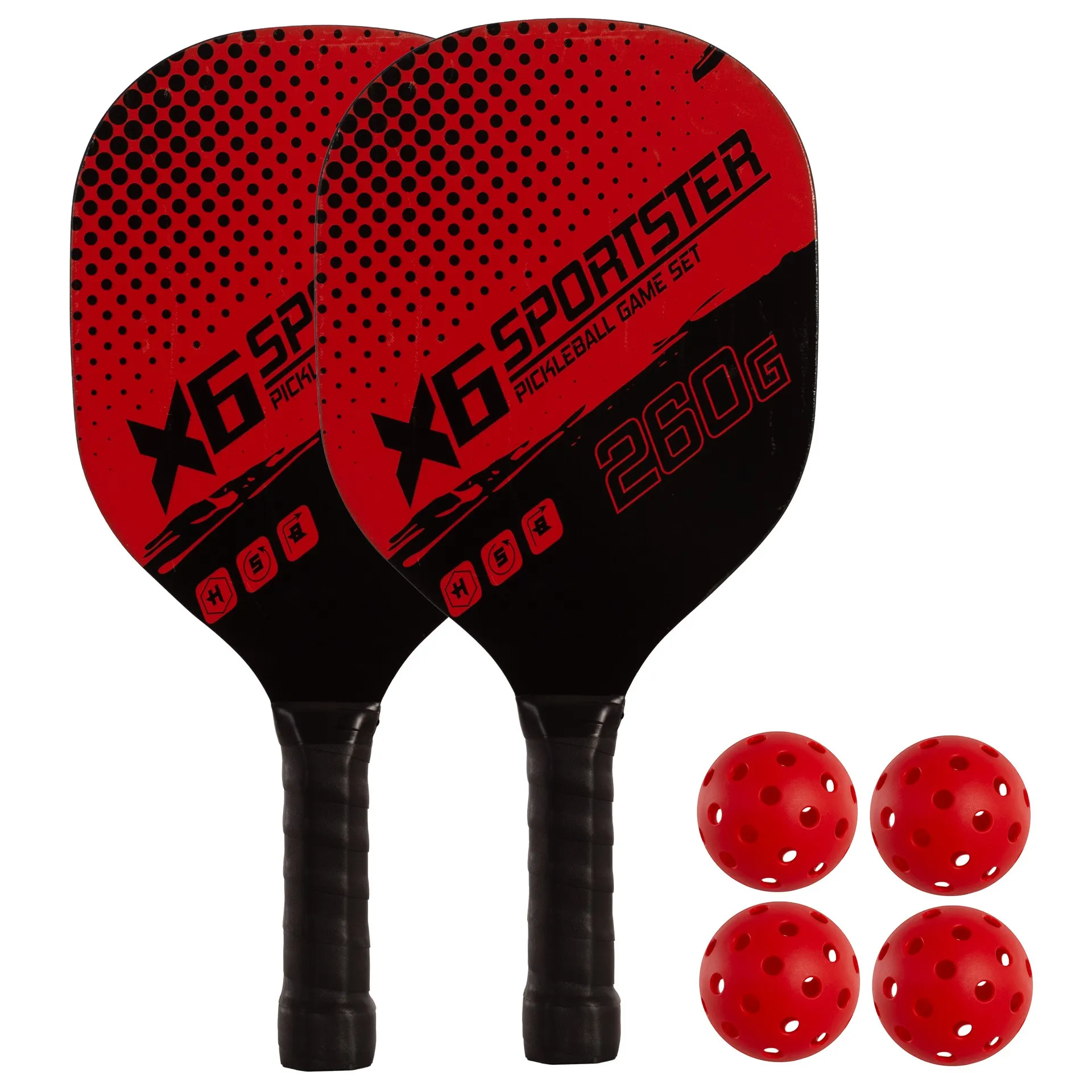 SET DE 2 PALAS PICKLEBALL MADERA CON 4 PELOTAS