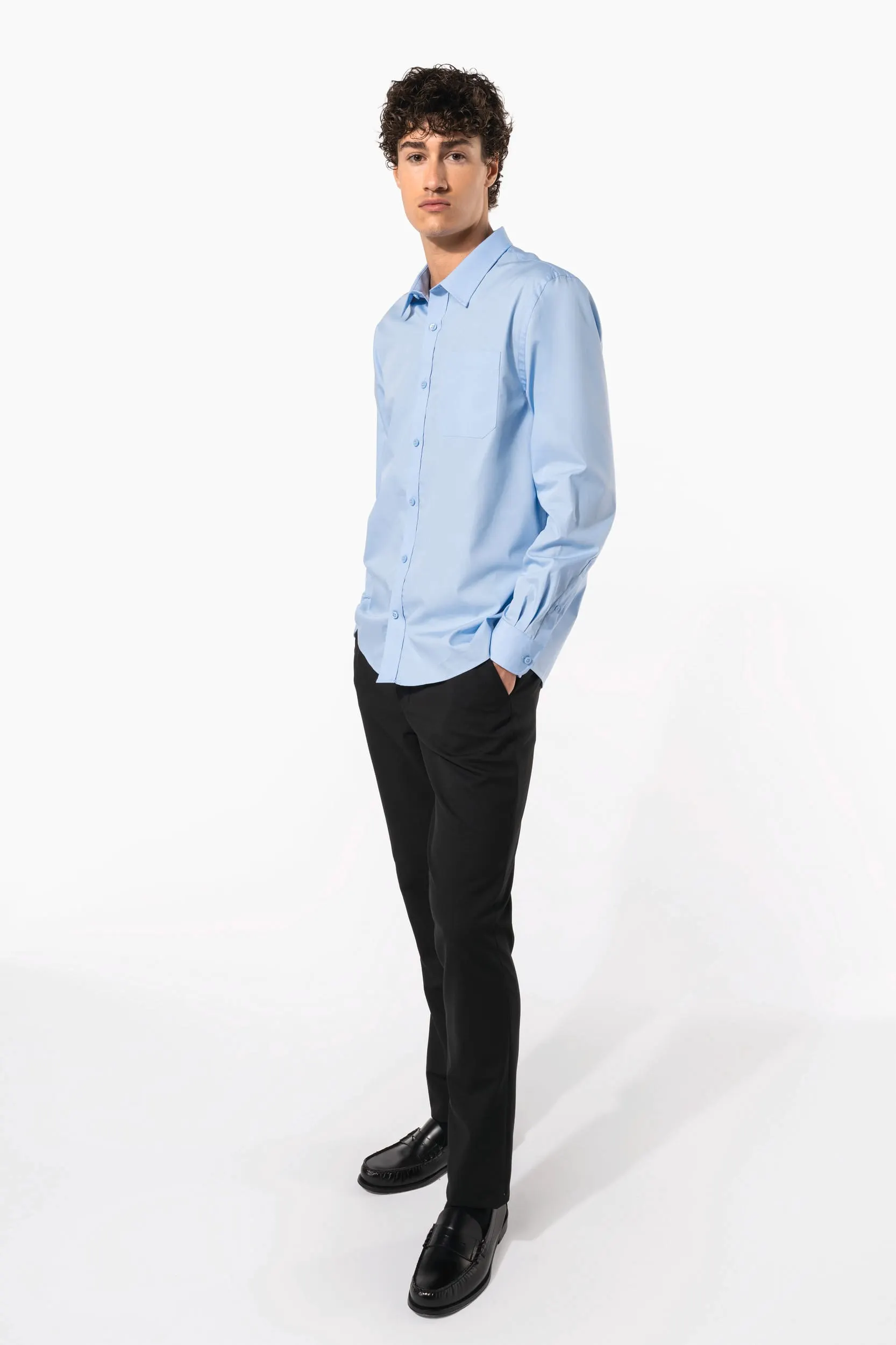 Camisa popelina manga larga hombre