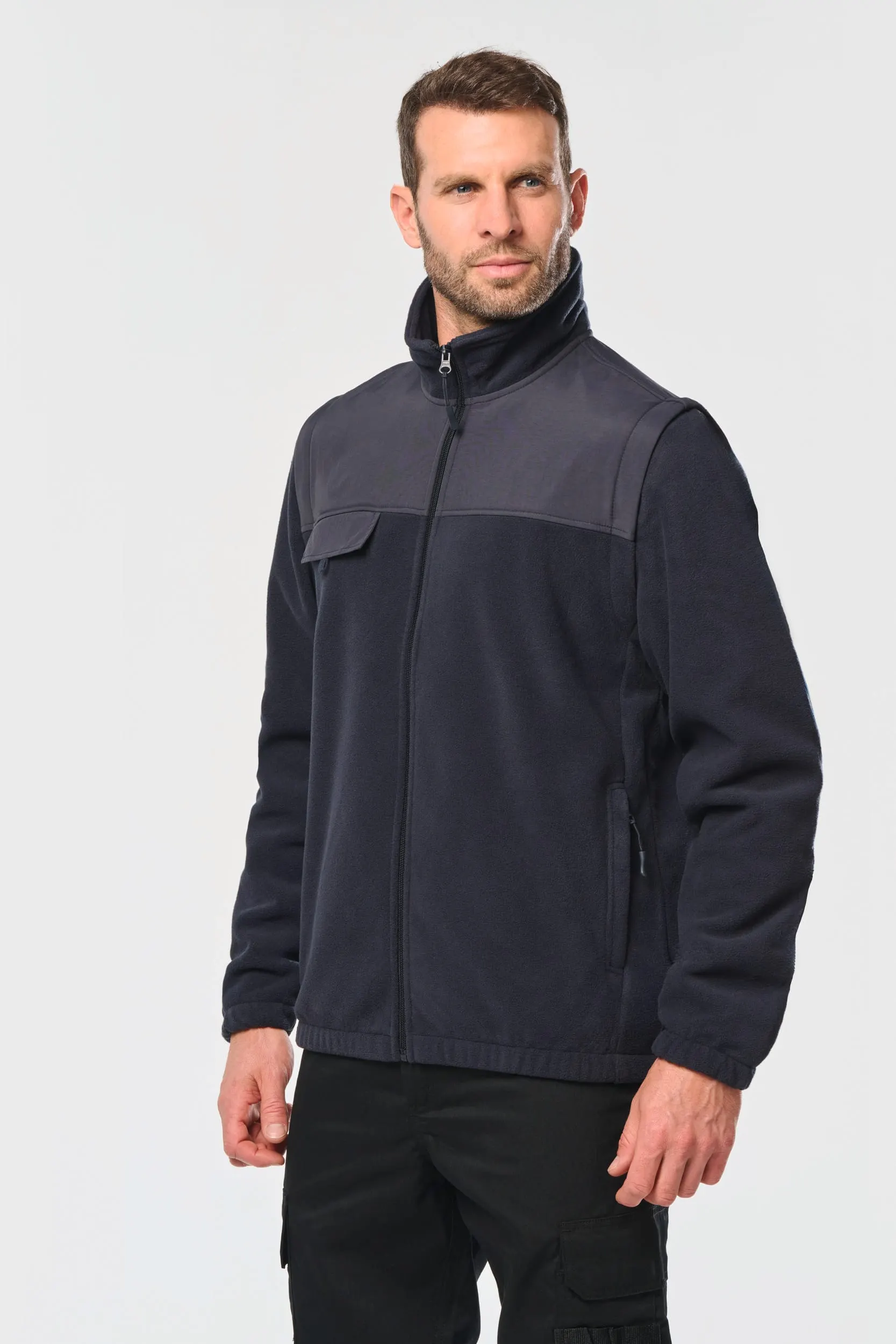 Chaqueta polar con mangas amovibles hombre