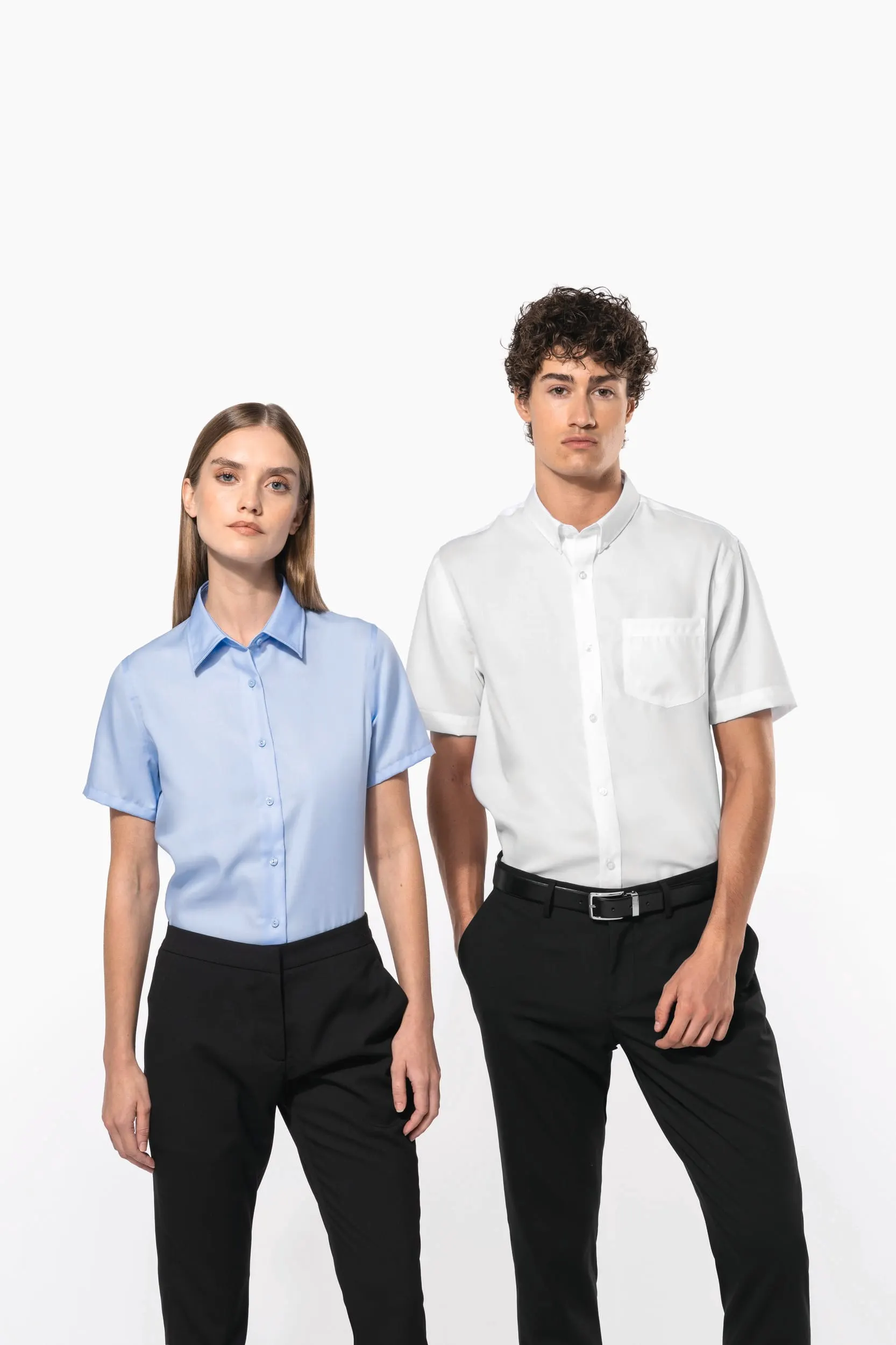 Camisa no-plancha manga corta mujer