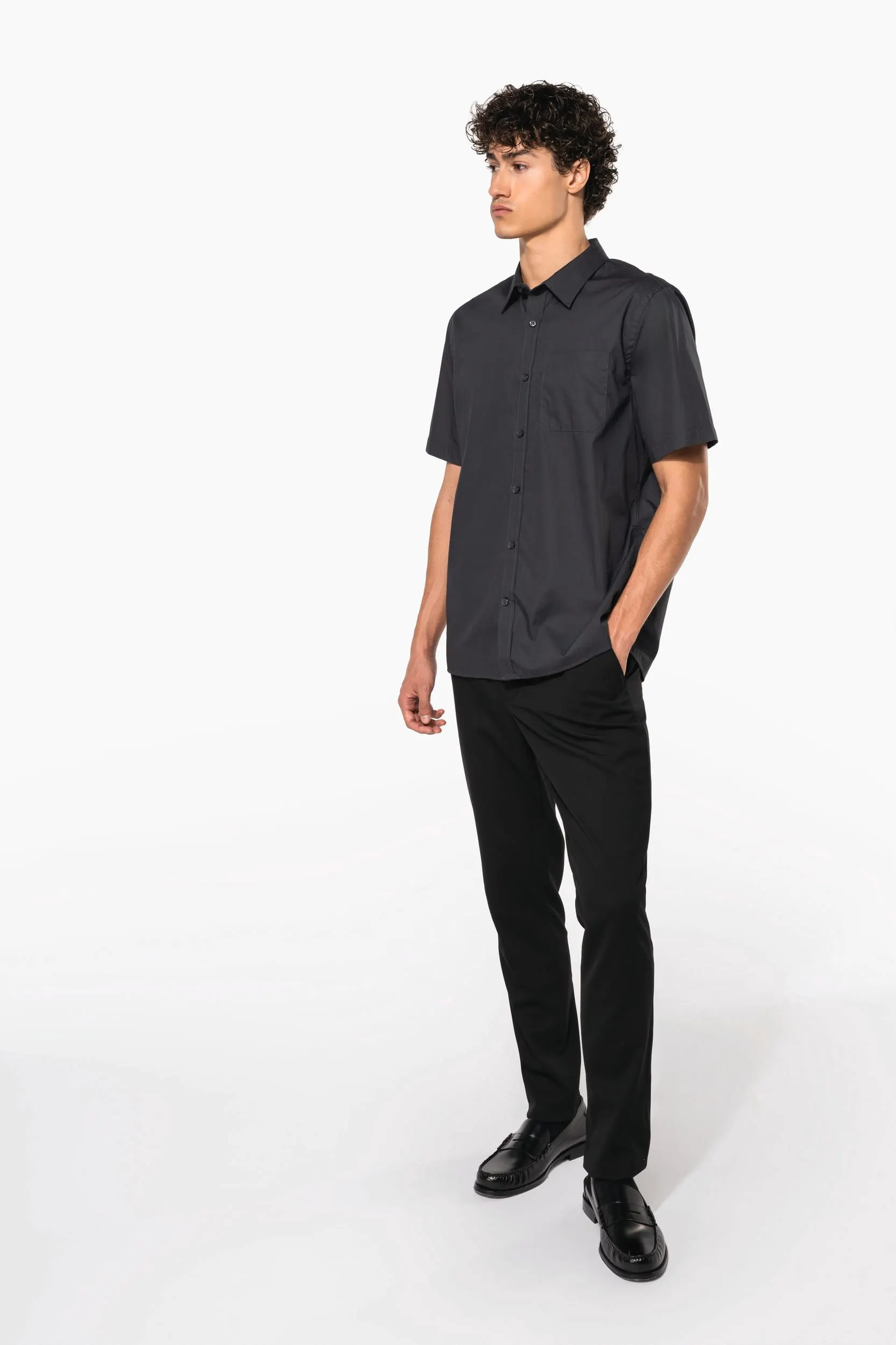 Camisa popelina manga corta hombre