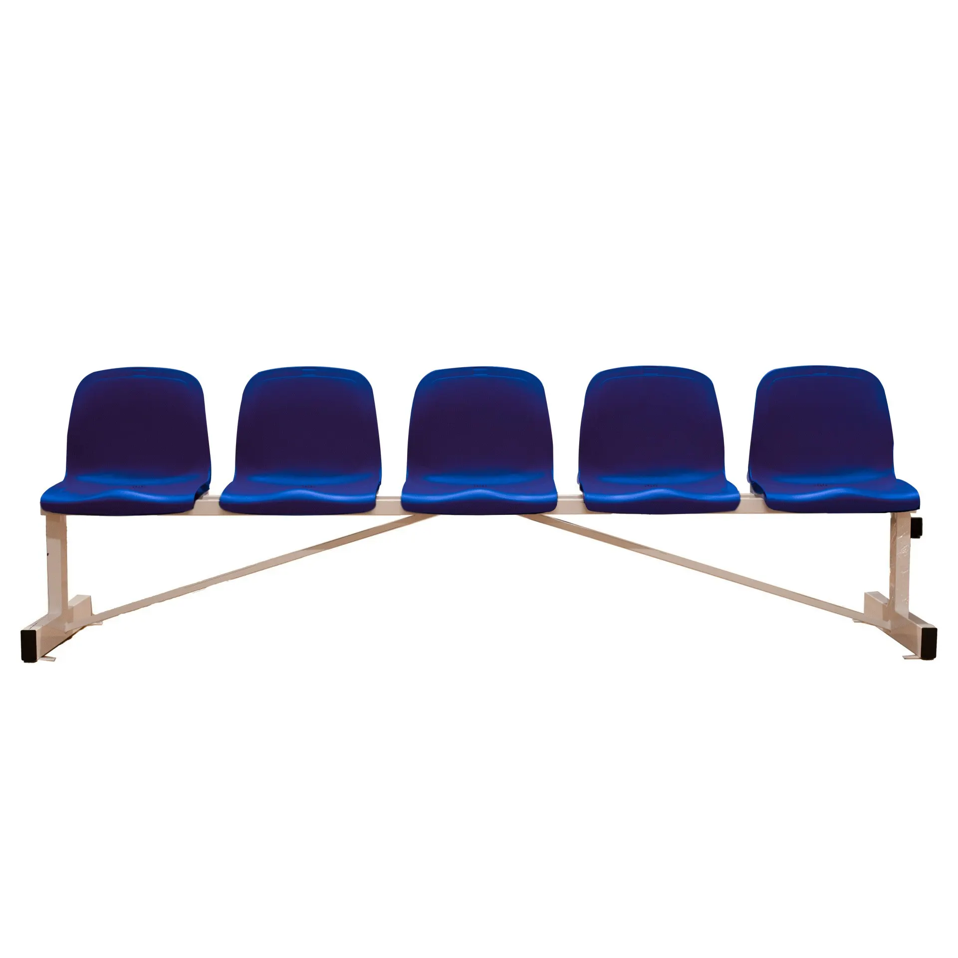 BANCO METÁLICO NEW CON ASIENTO AZUL PVC -5 PLAZAS- RESPALDO ALTO