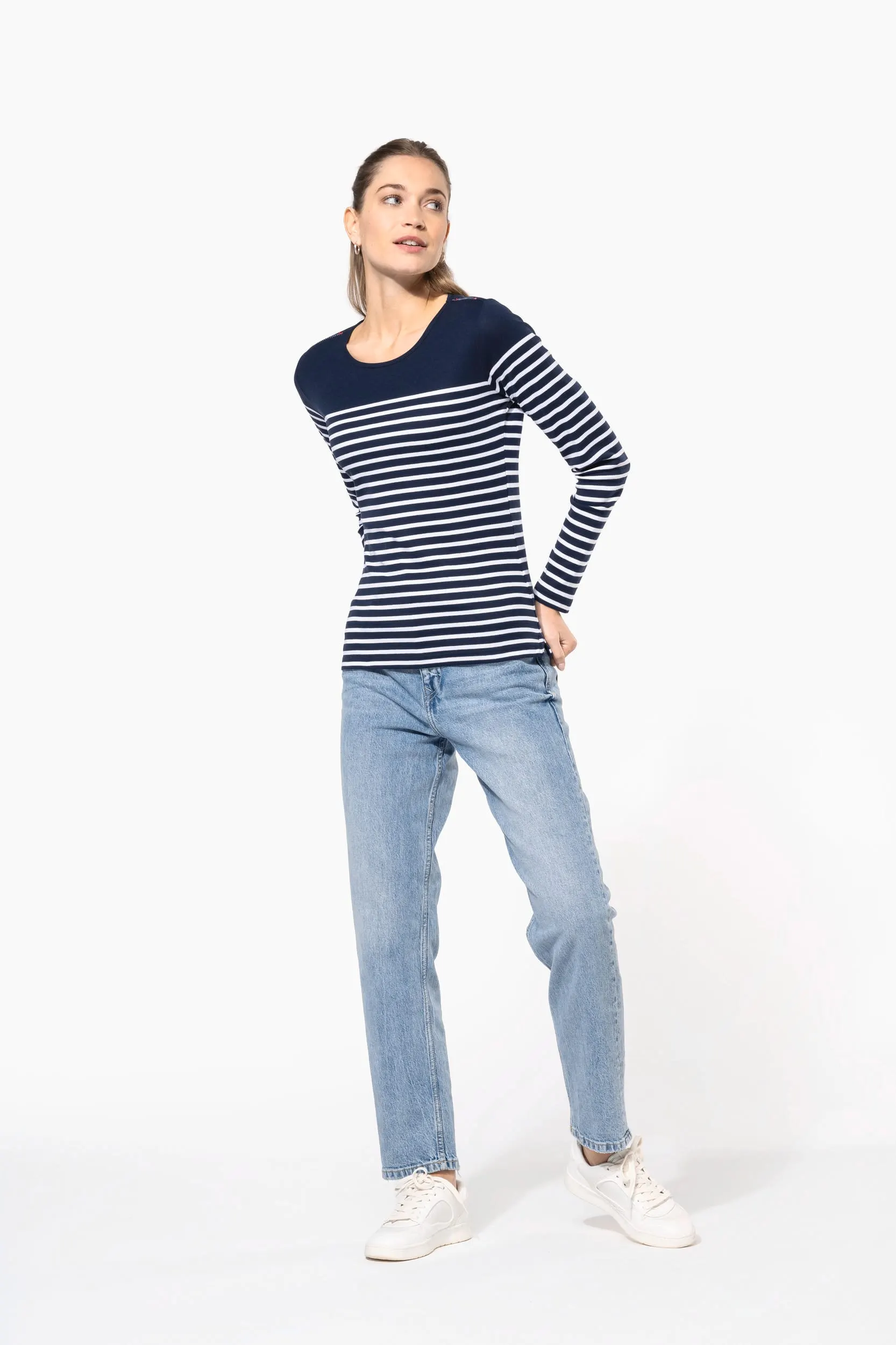 Camiseta marinera de manga larga de mujer