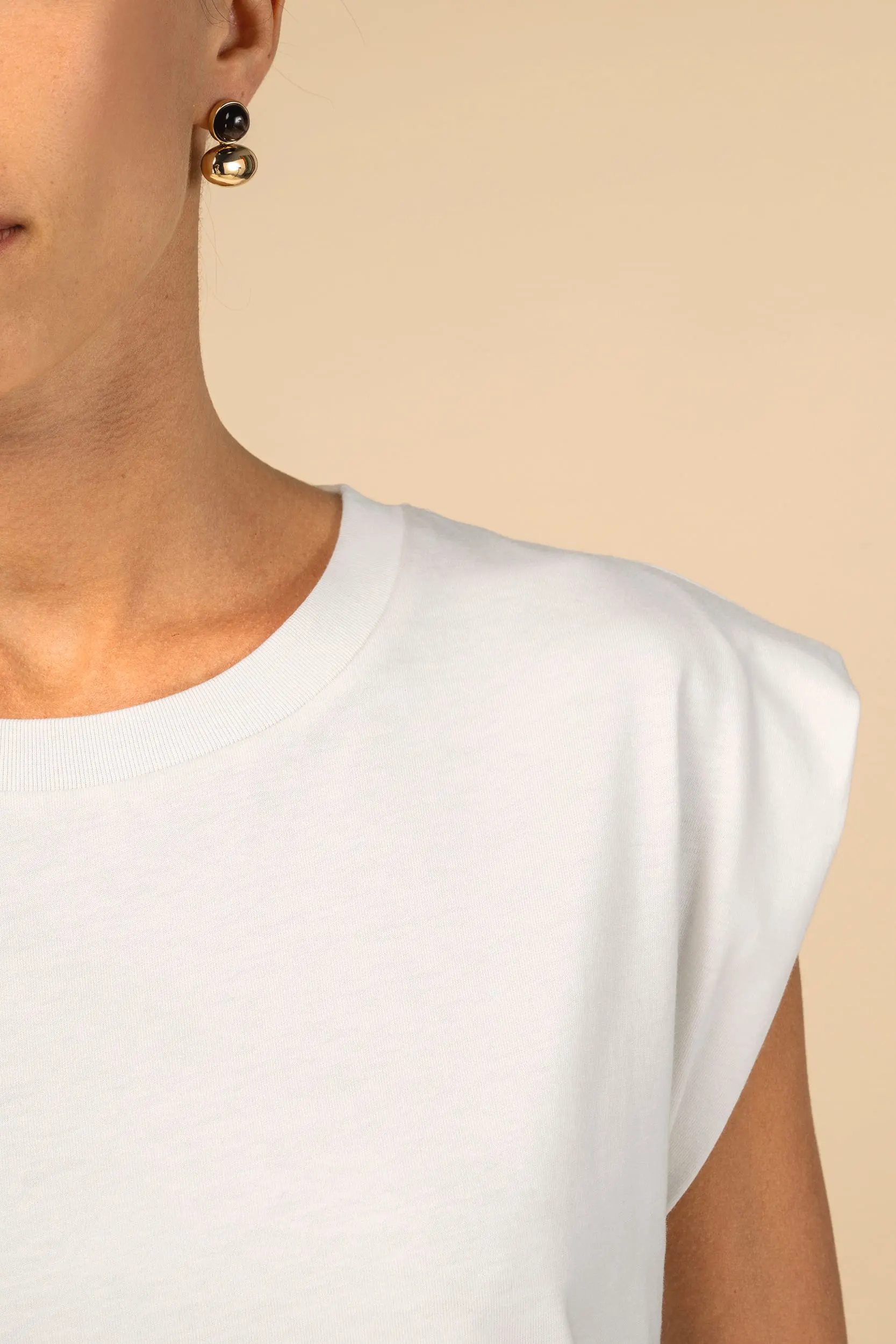 Camiseta de mujer eco-responsable sin mangas con hombreras