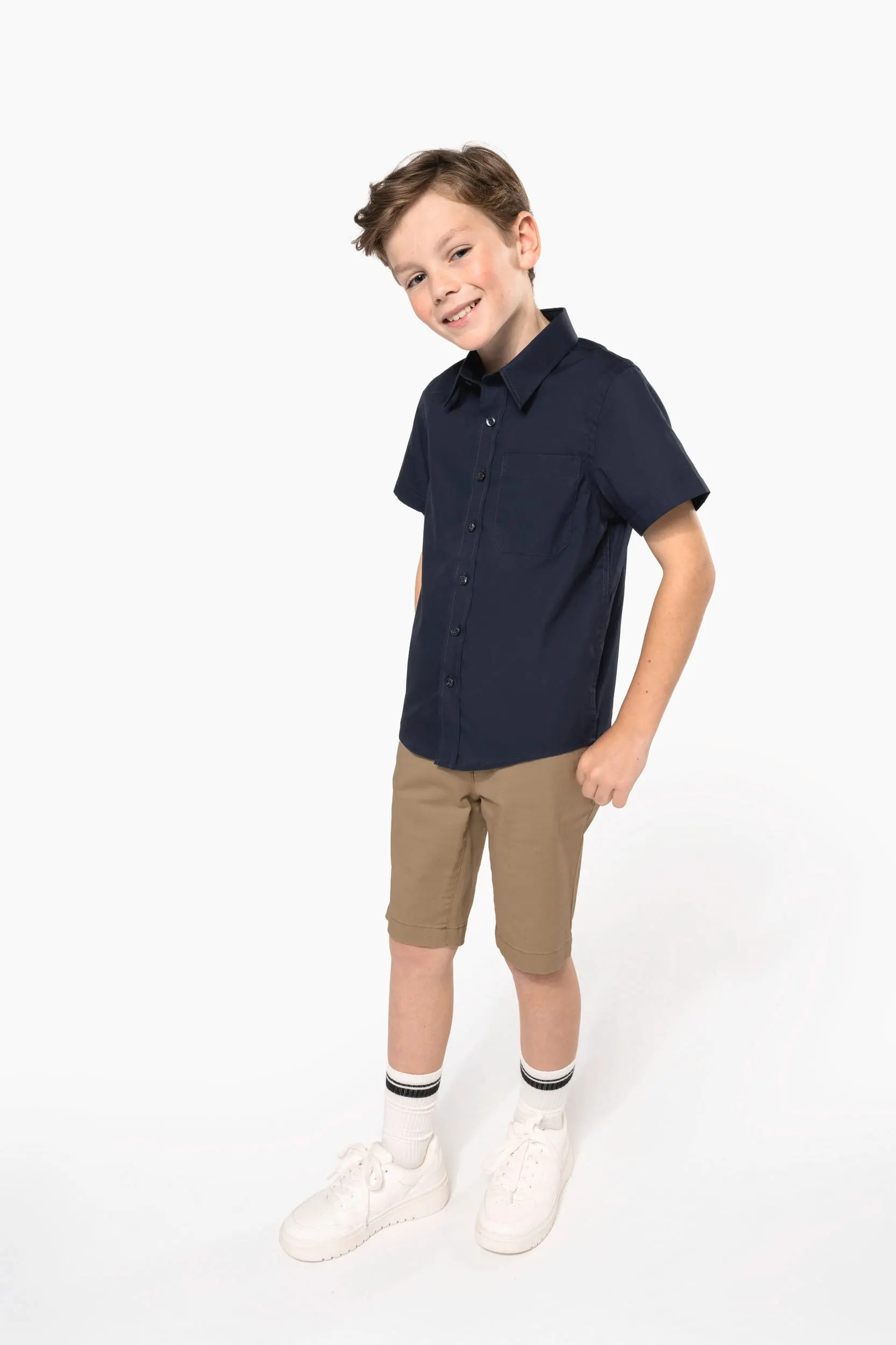 Camisa popelina manga corta niños