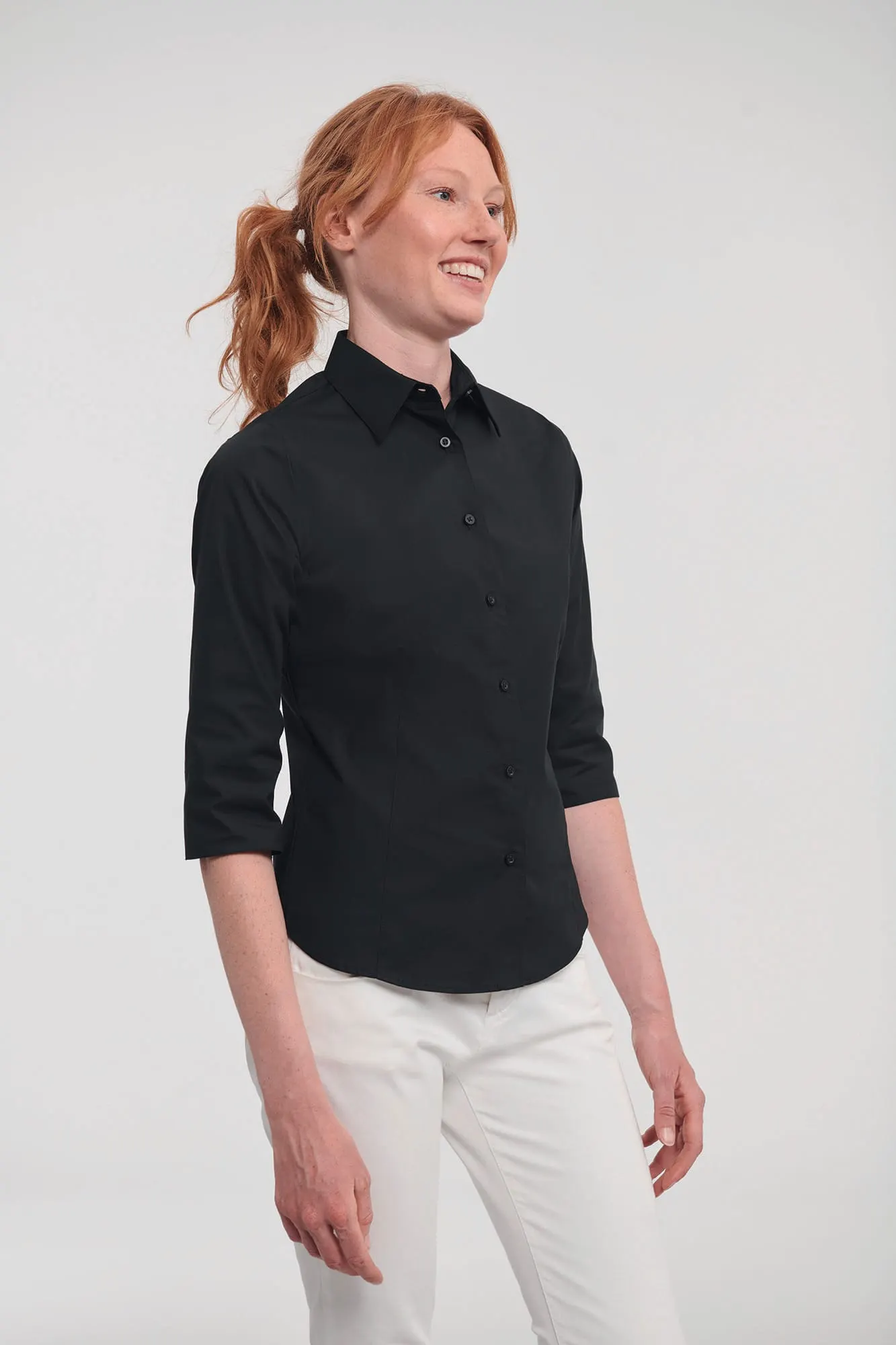Camisa entallada mangas 3/4 mujer