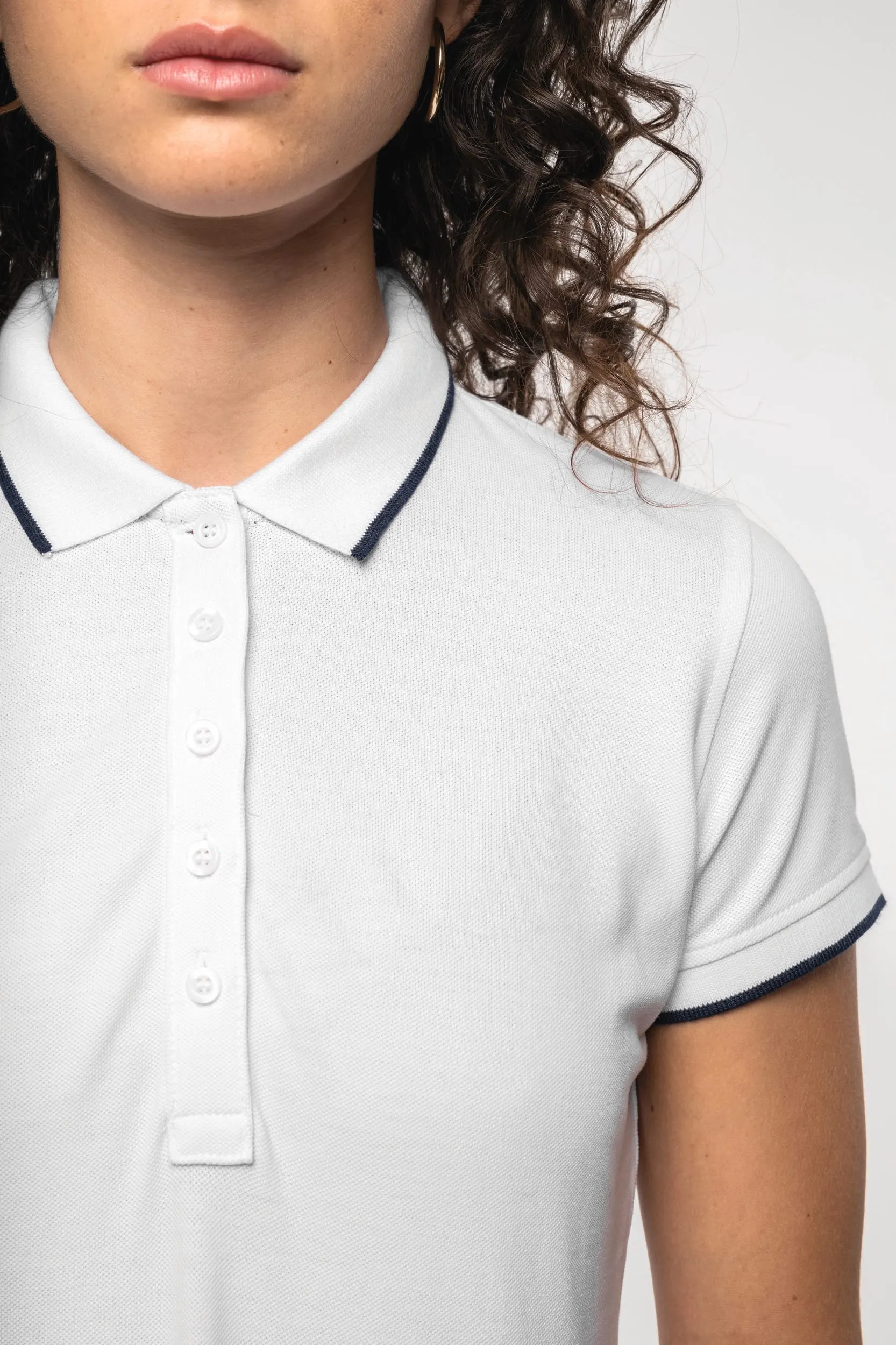 Polo piqué maga corta mujer