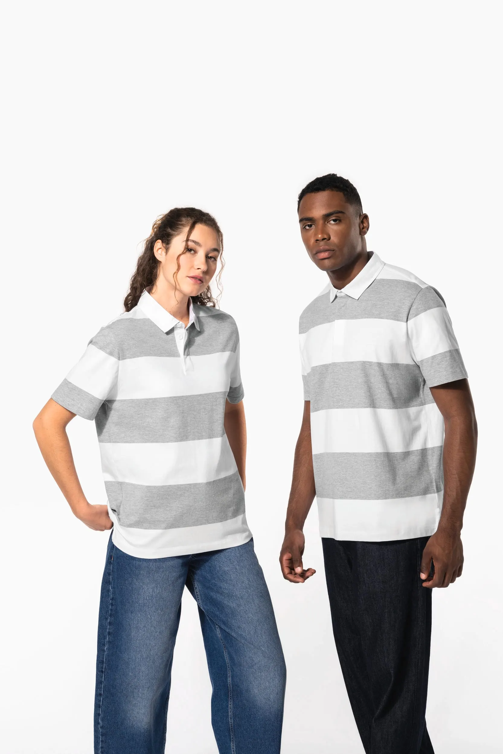 Polo a rayas manga corta unisex