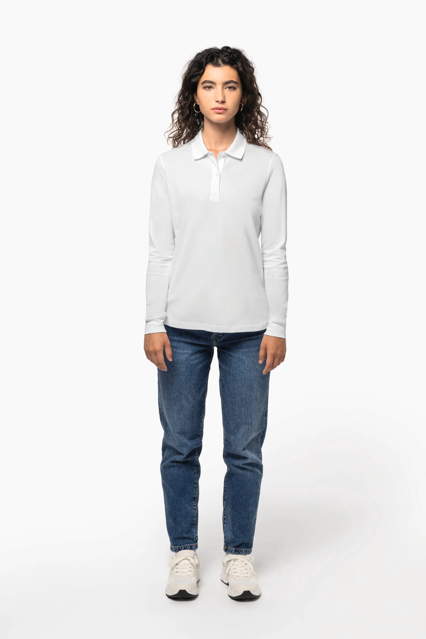 Polo de punto piqué manga larga Bio180 mujer