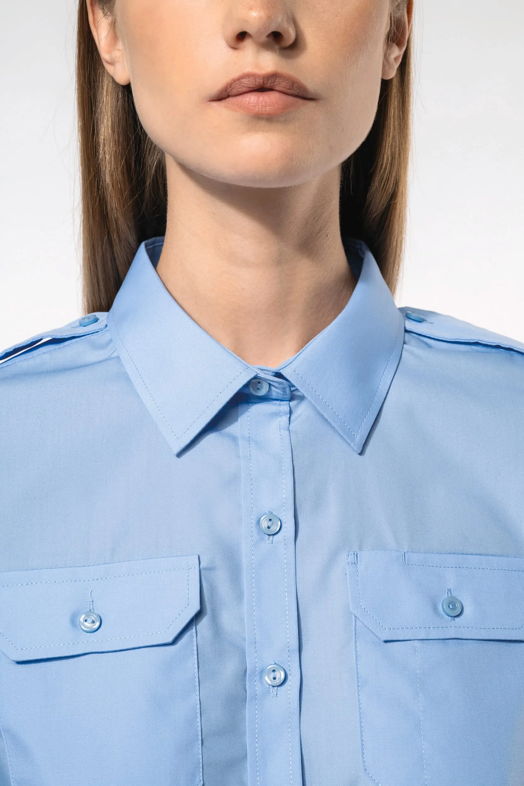 Camisa piloto manga larga mujer