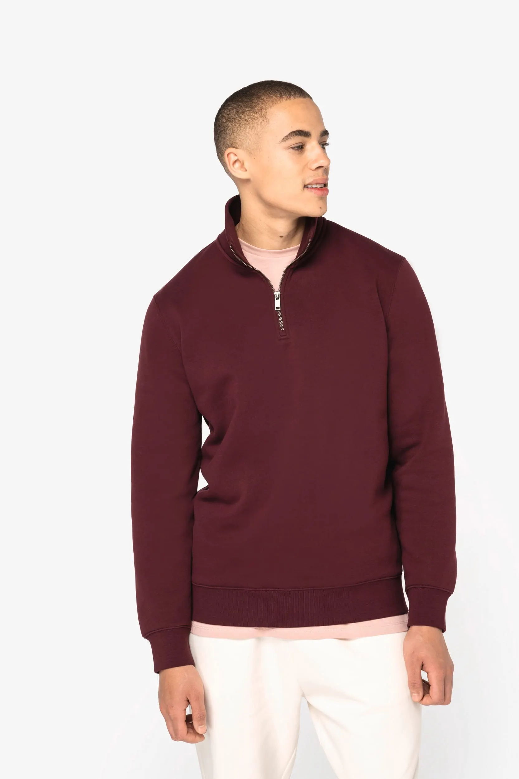 Sudadera ecorresponsable de cuello alto con cremallera hombre