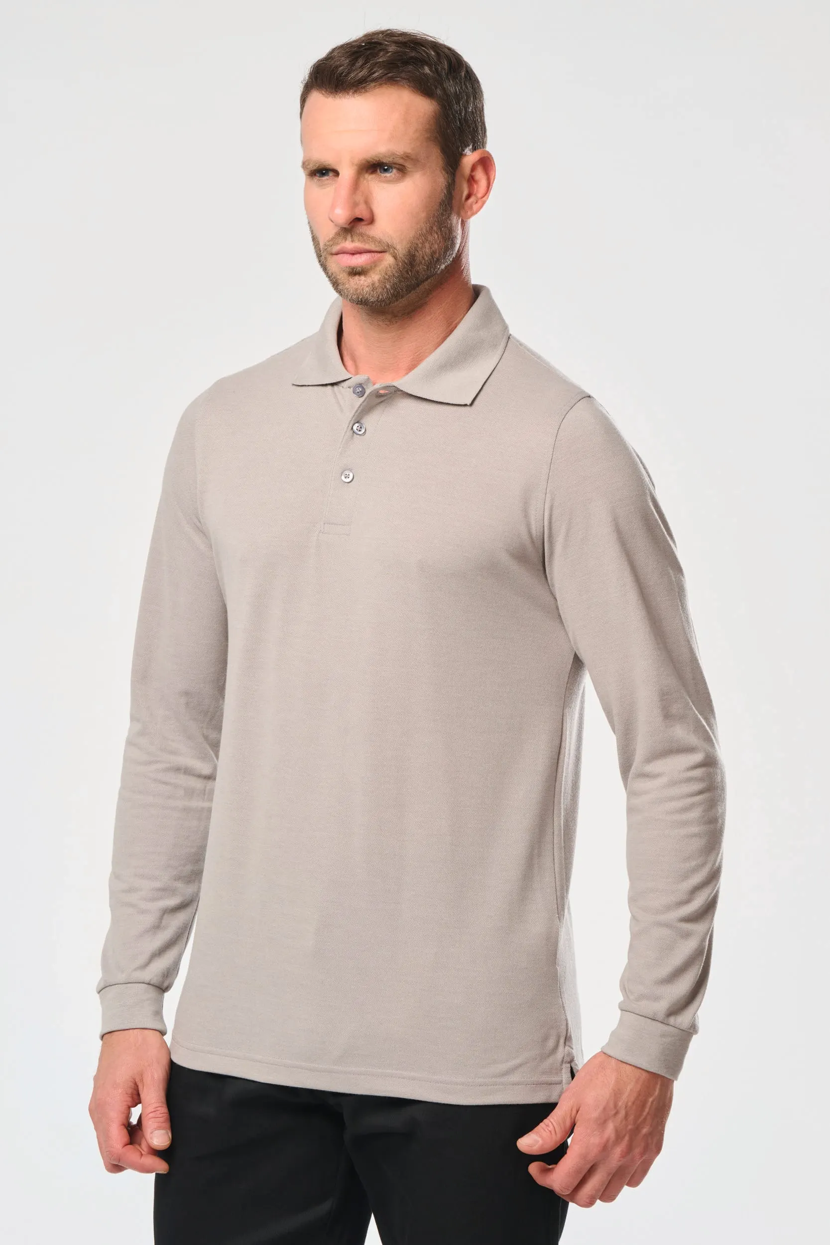 Polo Antibacteriano manga larga hombre
