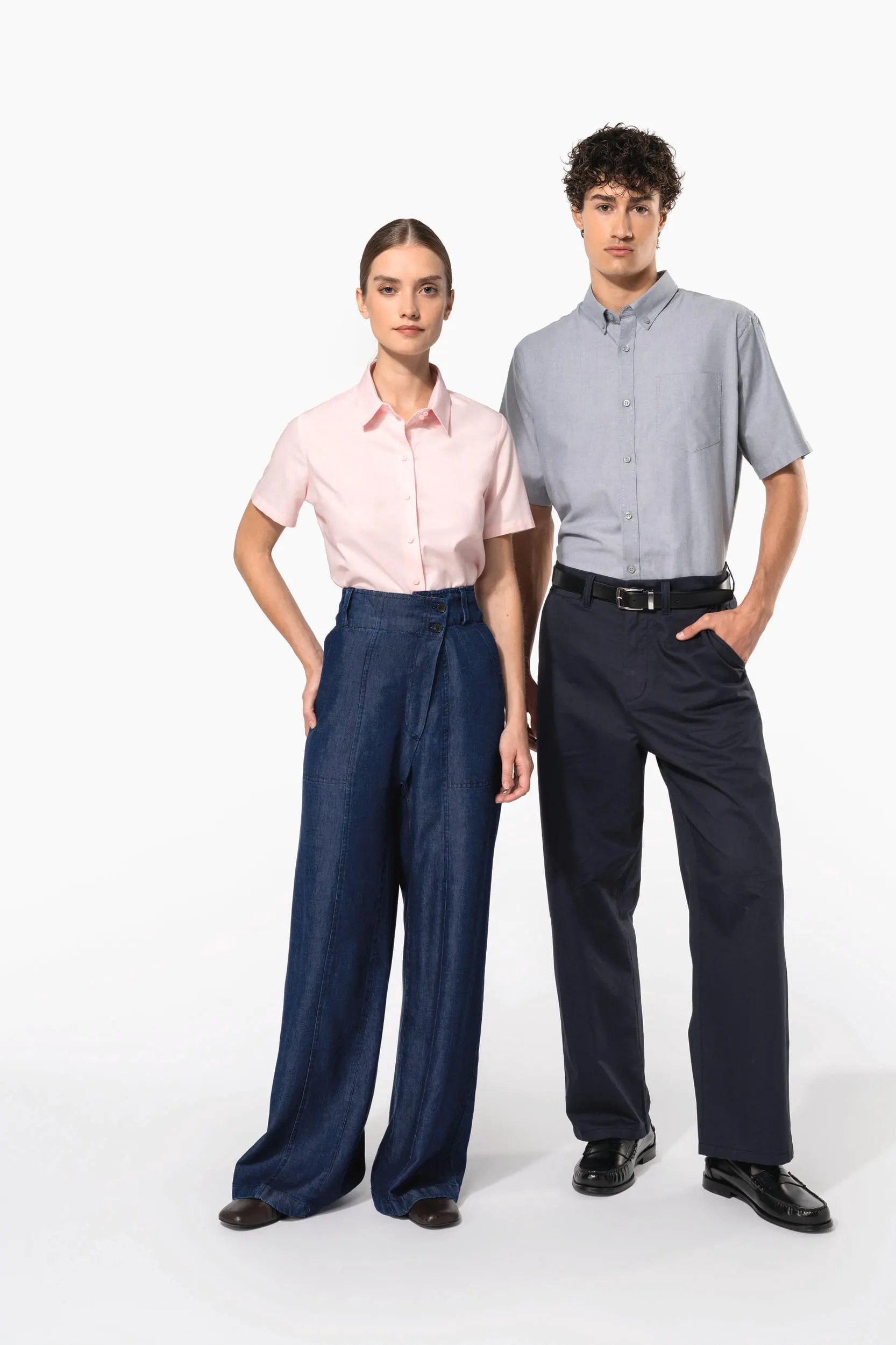 Camisa oxford manga corta mujer