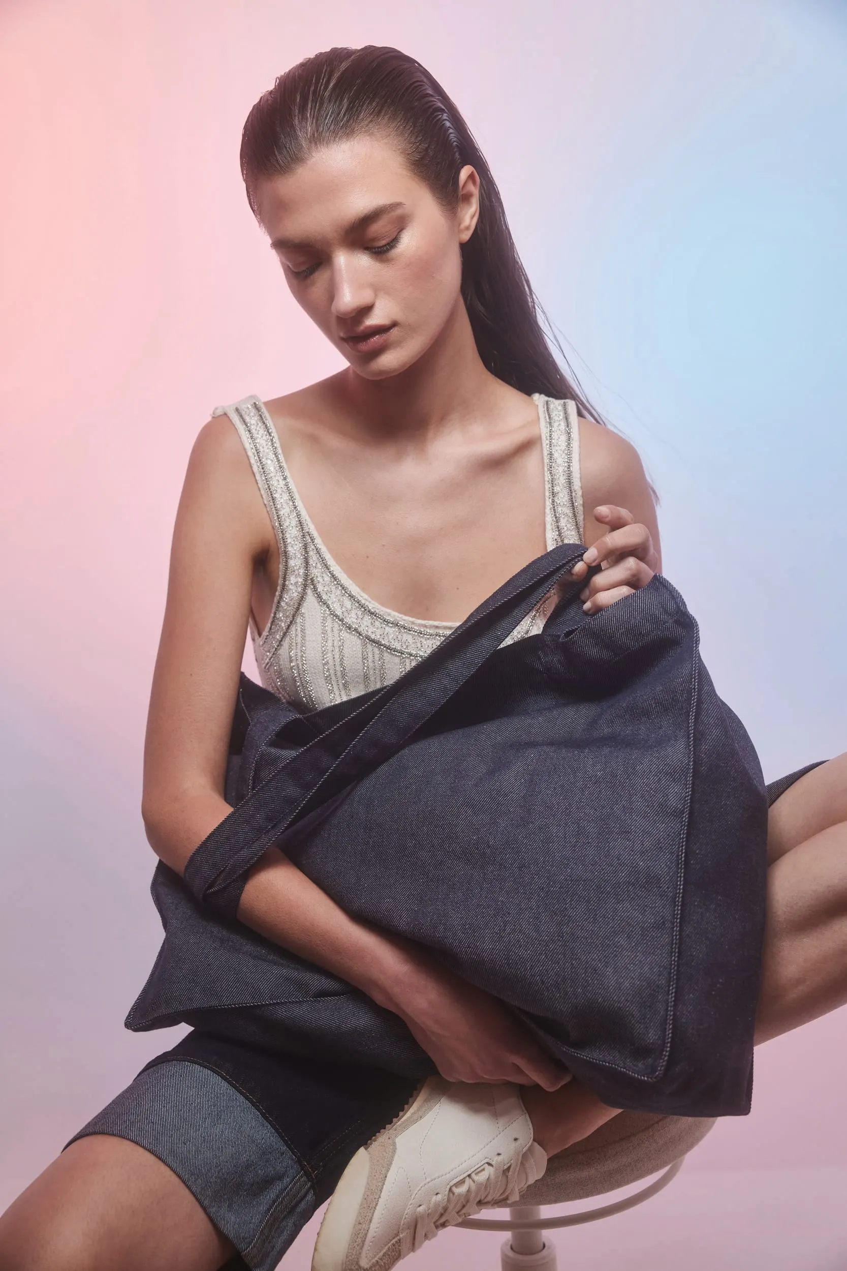 Bolsa shopper denim grande
