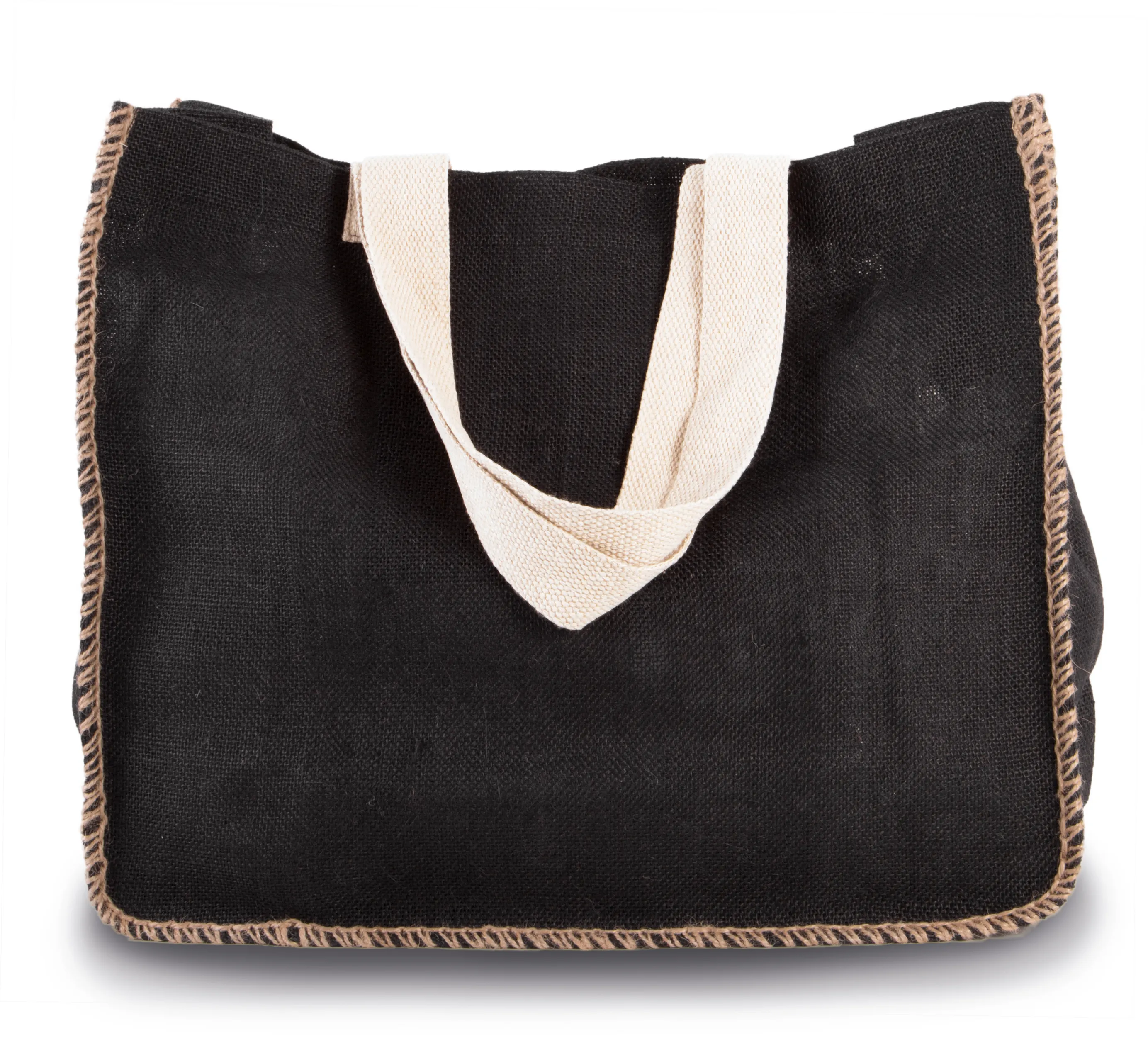 Bolsa de yute con costuras contrastadas