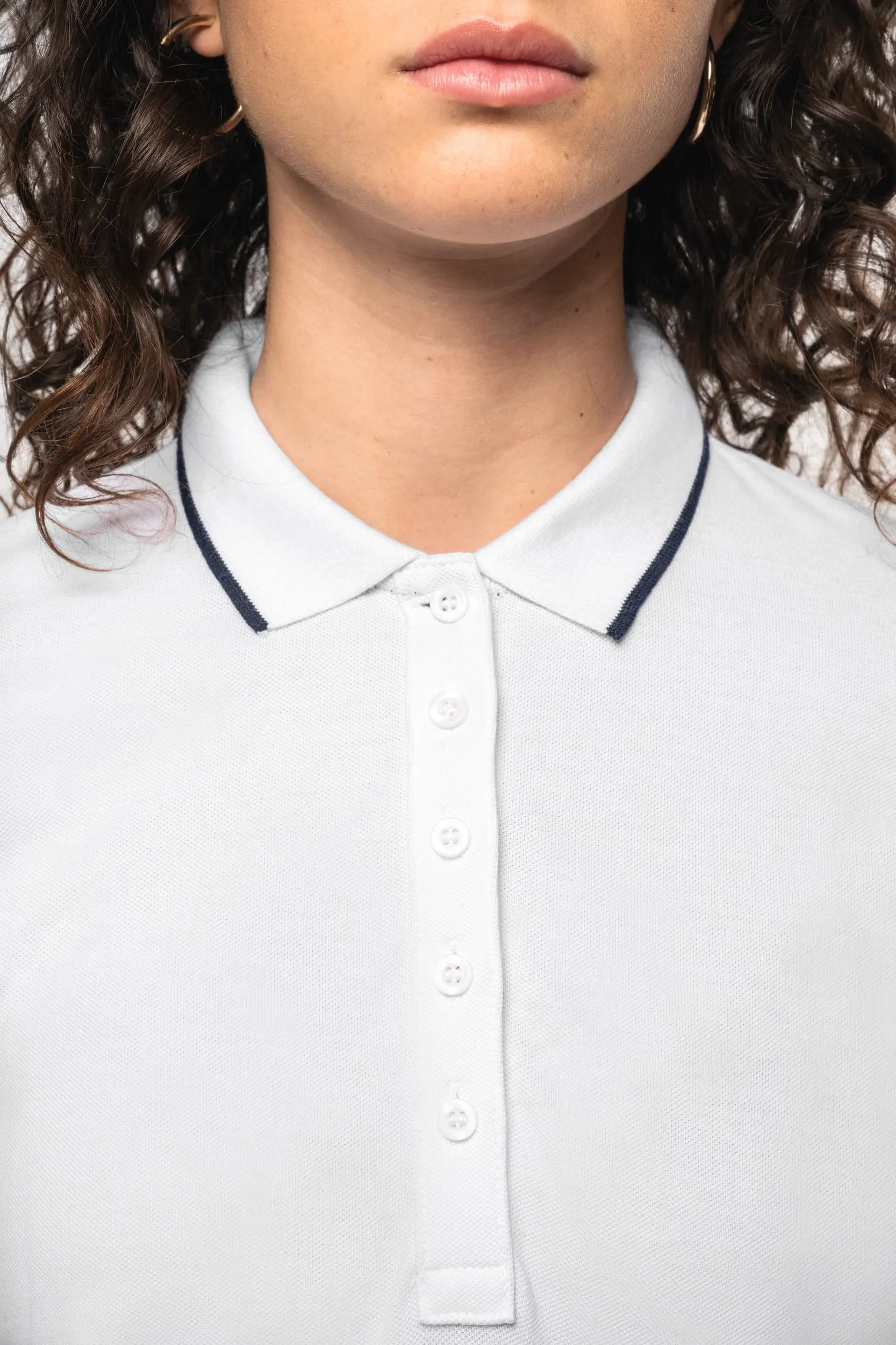 Polo piqué maga corta mujer