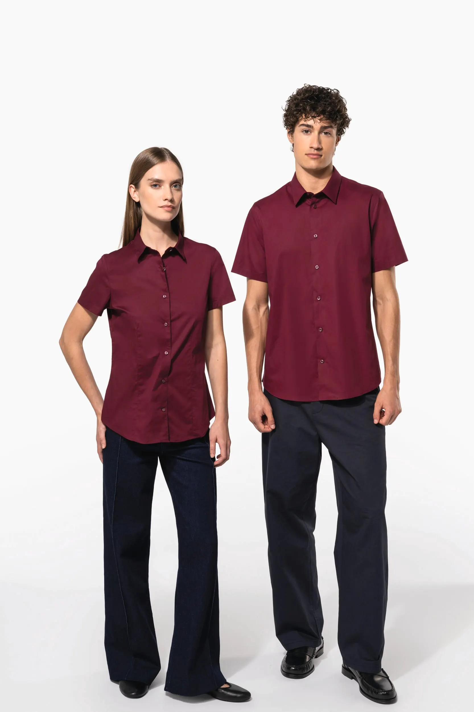 Camisa stretch manga corta mujer