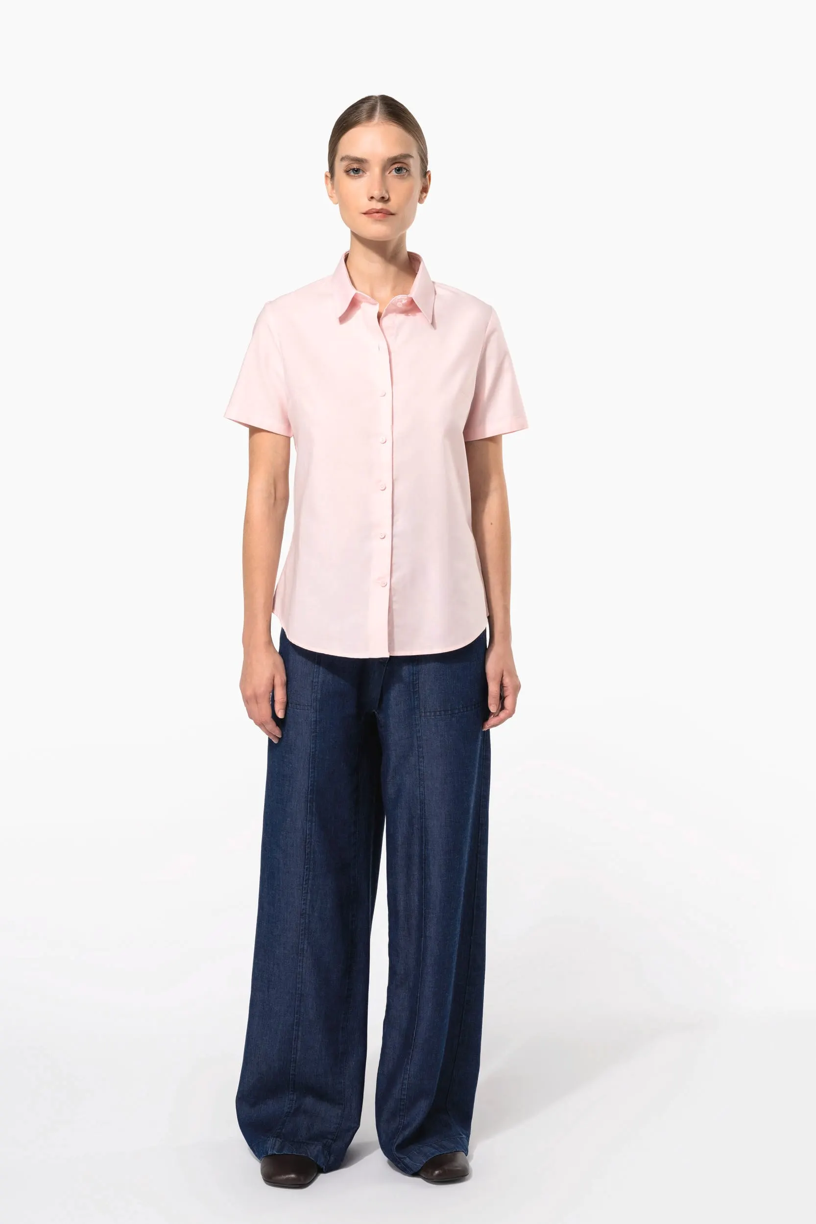 Camisa oxford manga corta mujer