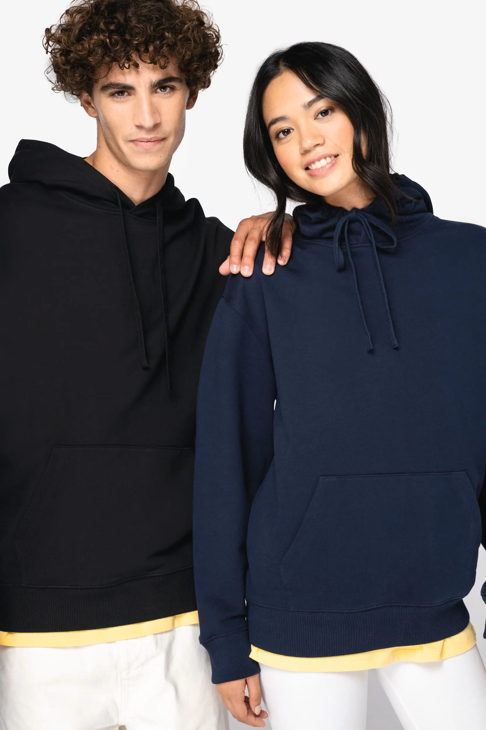 Sudadera ecorresponsable con capucha y hombros caídos French Terry unisex