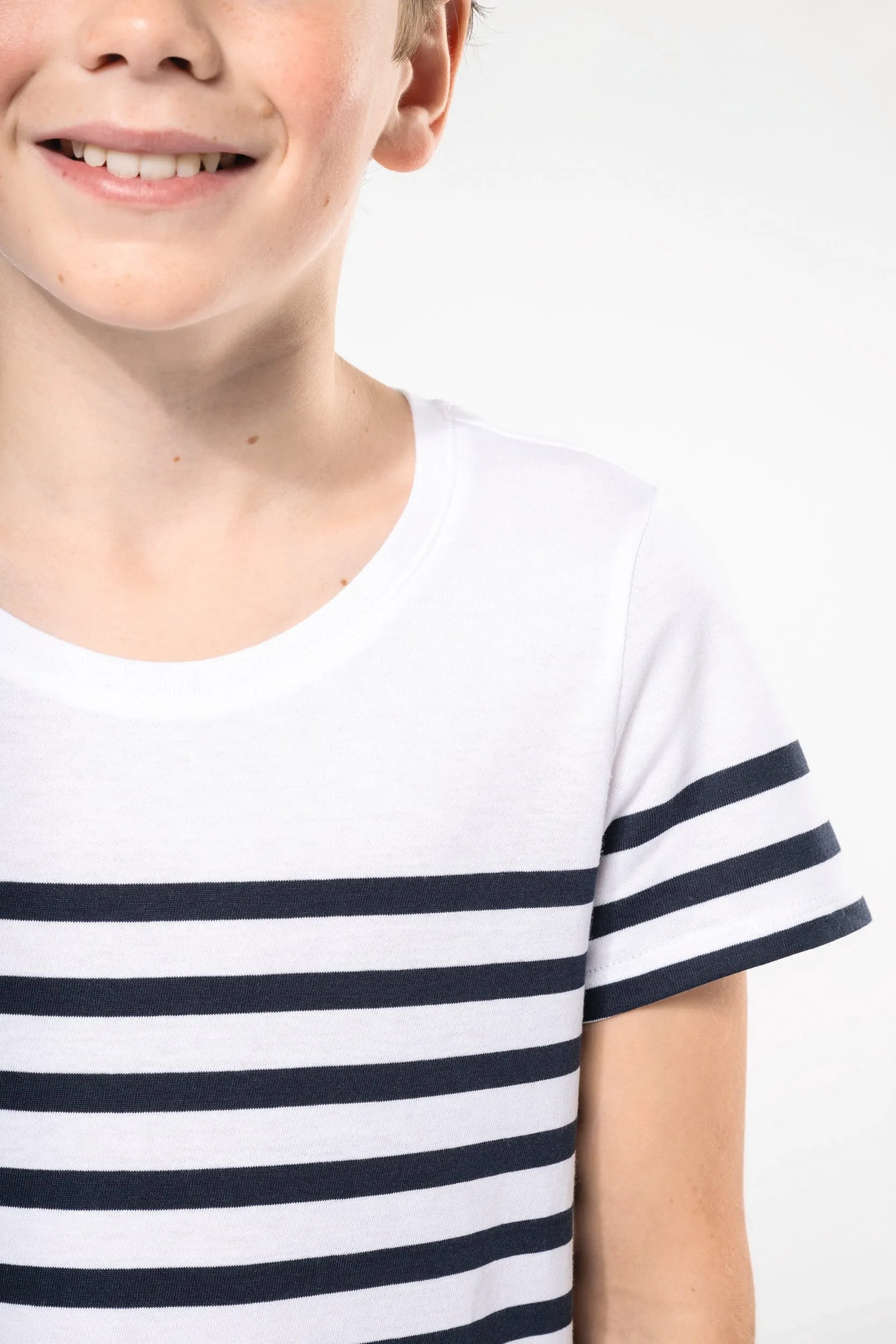 Camiseta tipo marinero cuello redondo algodón orgánico niños