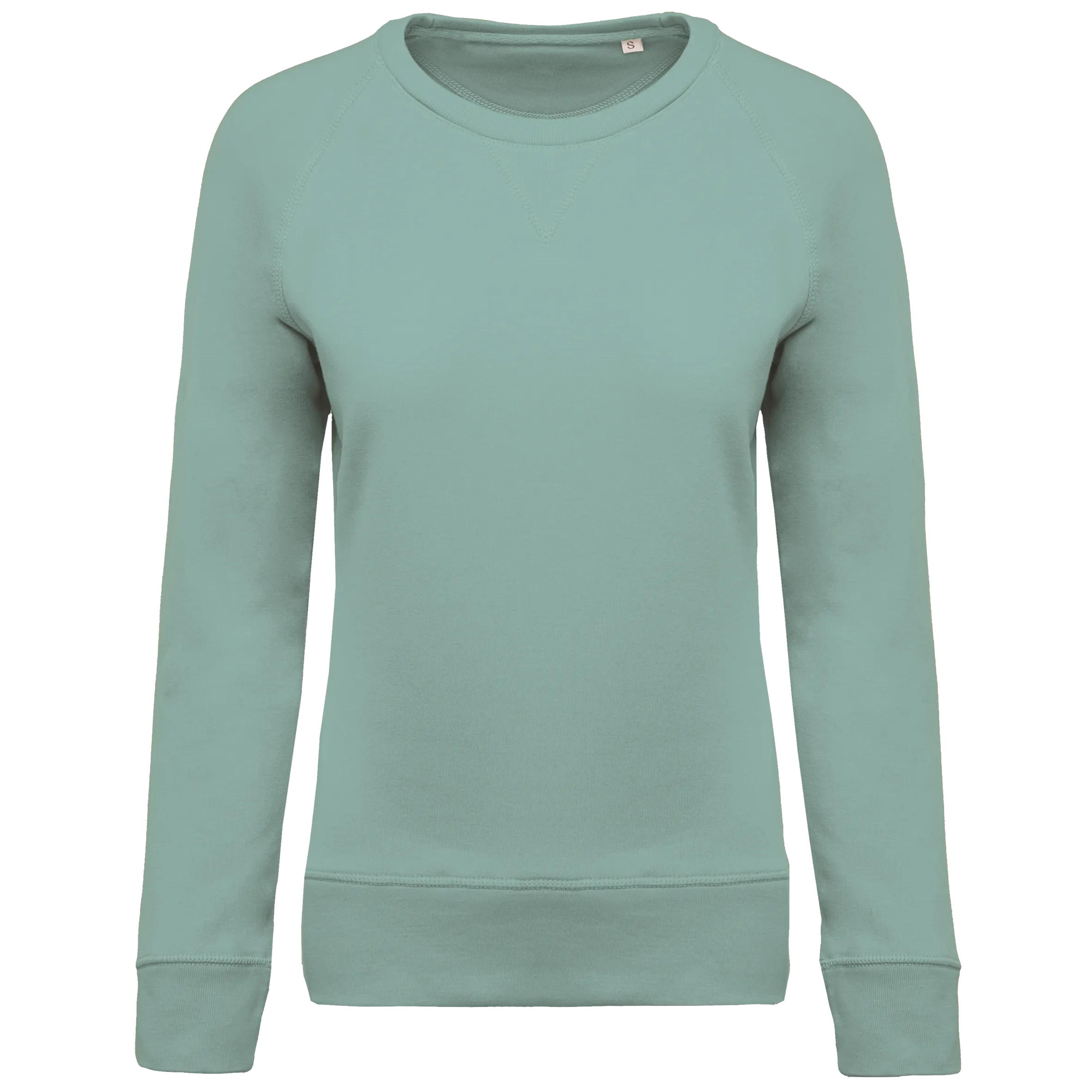 Sudadera algodón orgánico con cuello redondo y mangas raglan de mujer