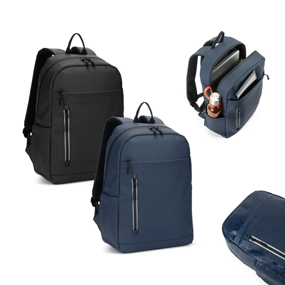 NOUMEA. Mochila para portátil de PU (16"), con cremalleras resistentes al agua