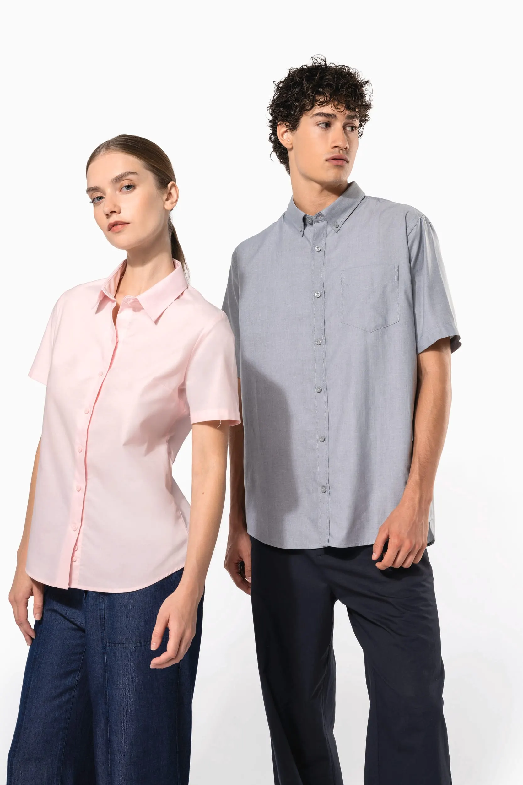 Camisa oxford manga corta mujer