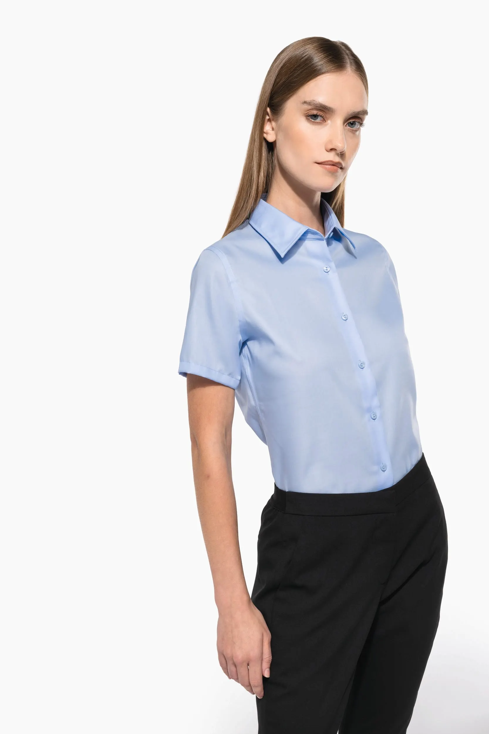Camisa no-plancha manga corta mujer