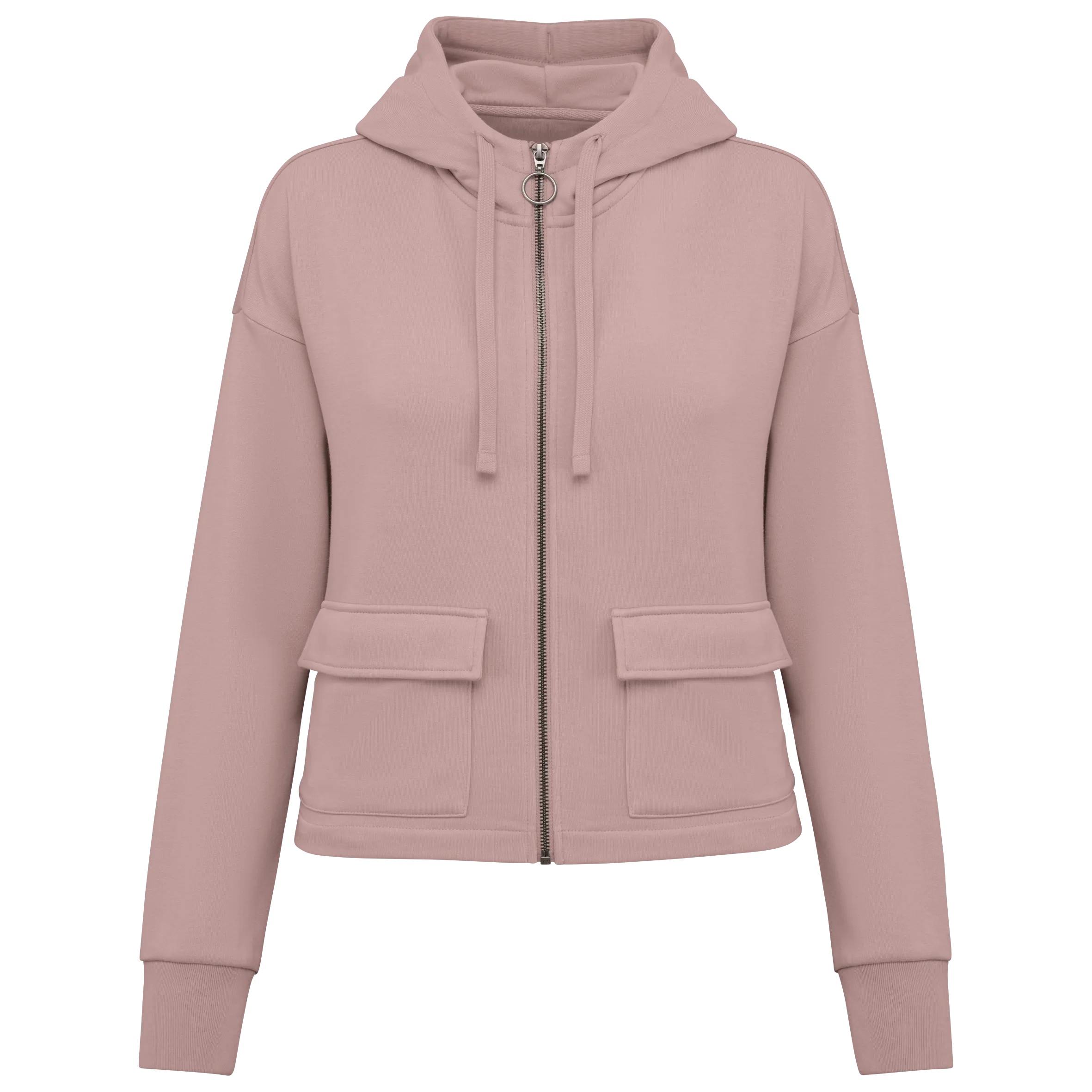 Sudadera ecorresponsable con cremallera y capucha French Terry mujer