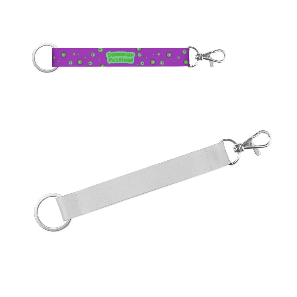 CRAWLEY. SET Lanyard SUBLIMACIÓN Corto II DUO (20 mm) con anilla Ø 32 mm y mosquetón de gatillo de 20 mm