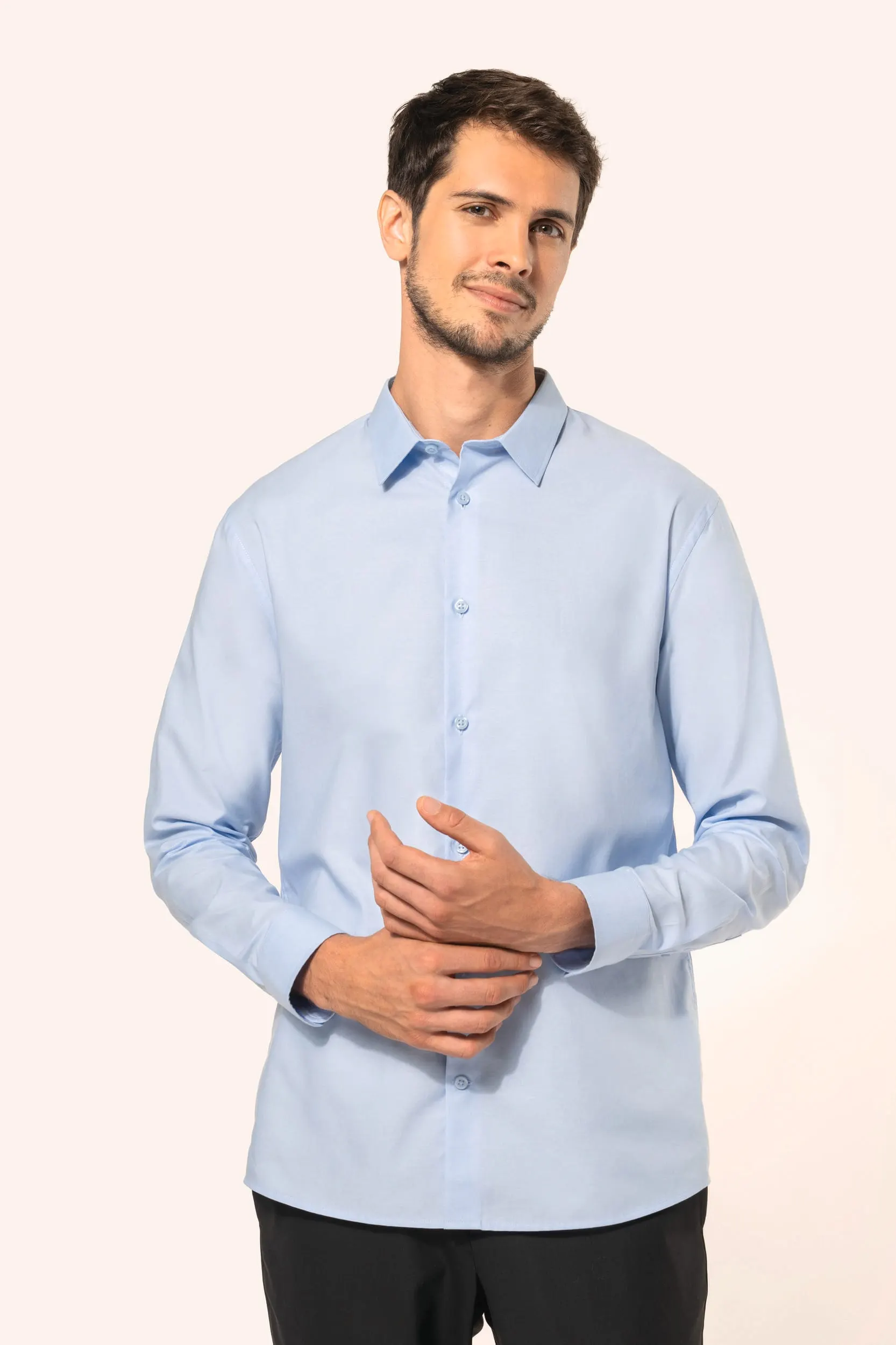 Camisa oxford de manga larga hombre