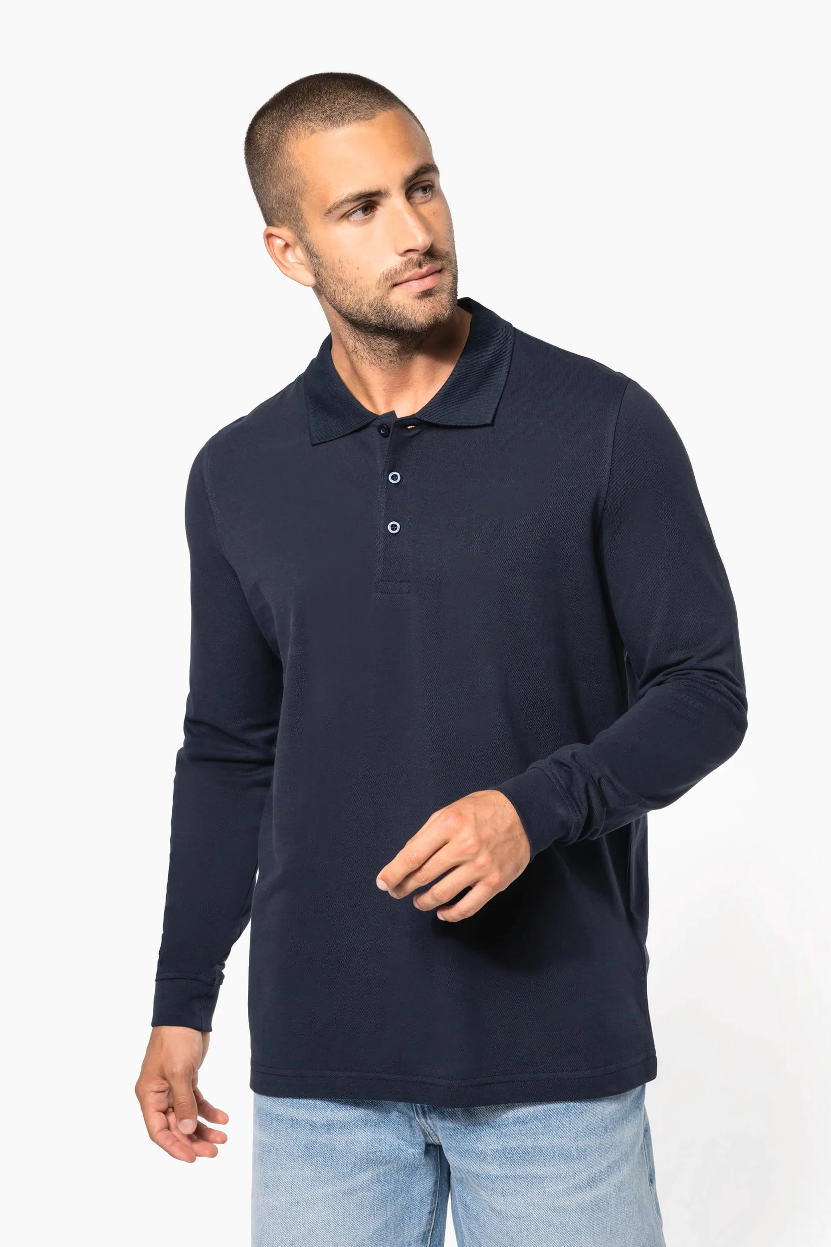 Polo piqué de manga larga de hombre