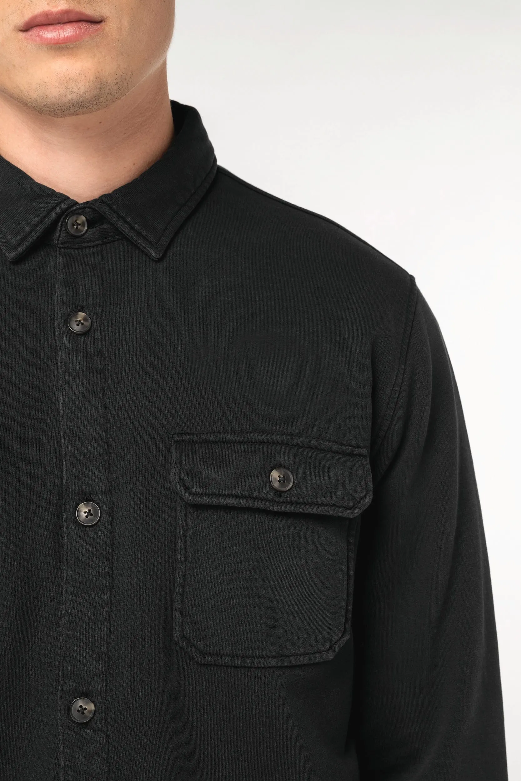 Sobrecamisa ecorresponsable efecto lavado de felpa perchada hombre