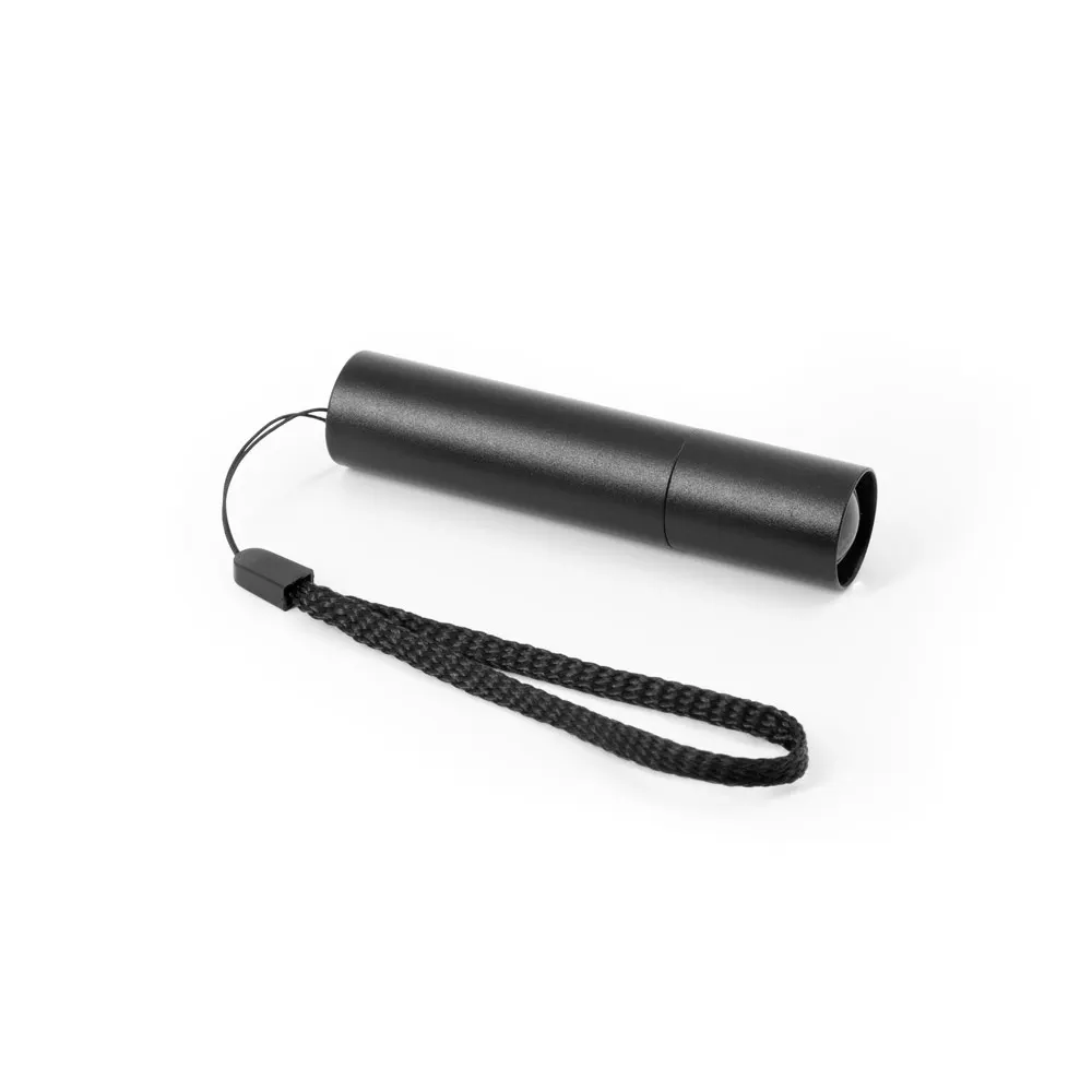 BRUCE. Linterna recargable fabricada en aluminio reciclado (100 % rAL) con punta extensible de 30 mm