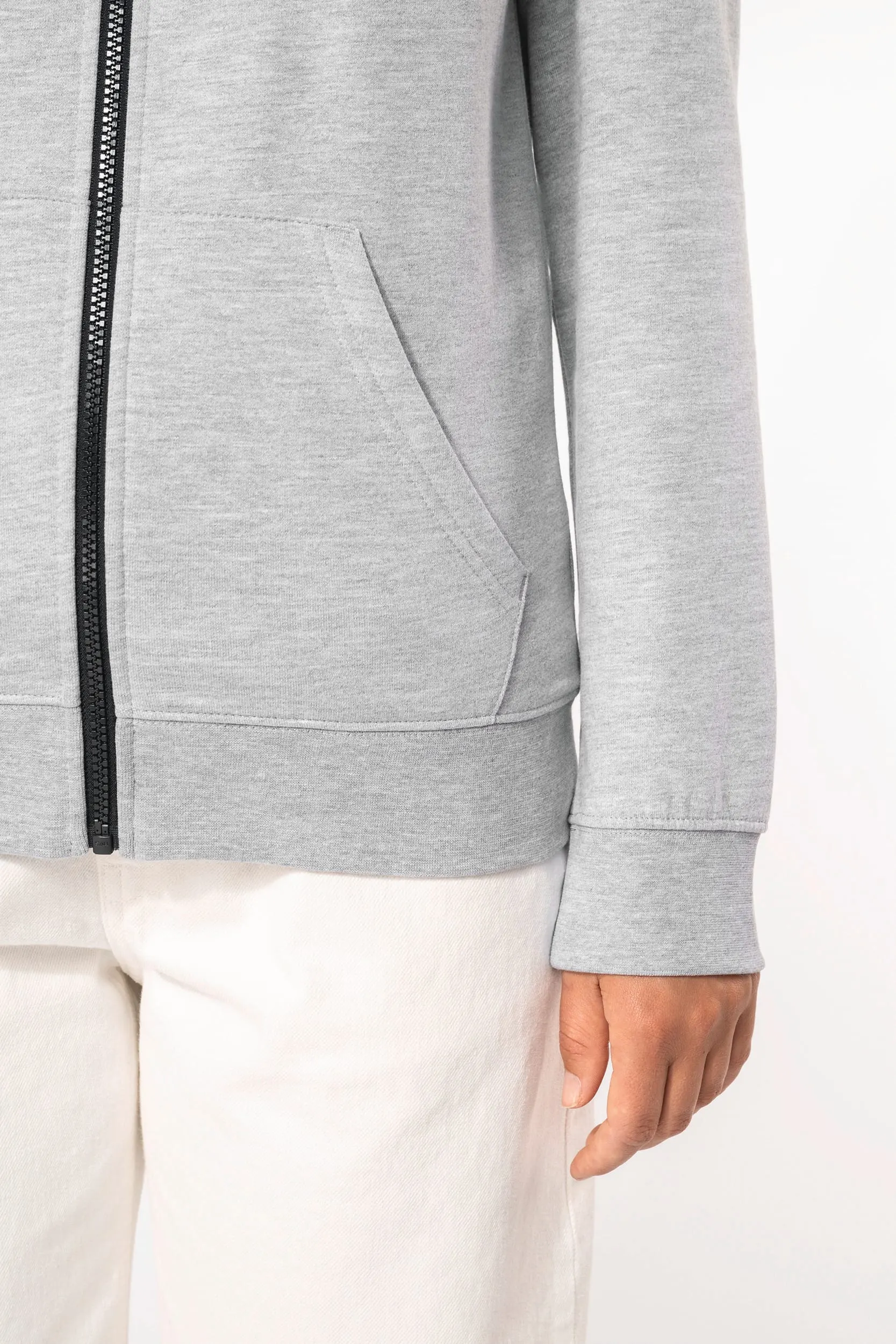 Sudadera capucha y cremallera contrastada mujer
