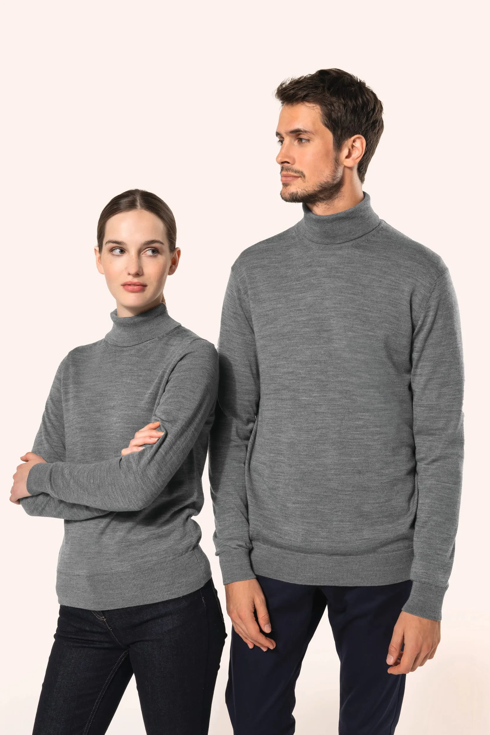 Jersey lana merina cuello vuelto hombre
