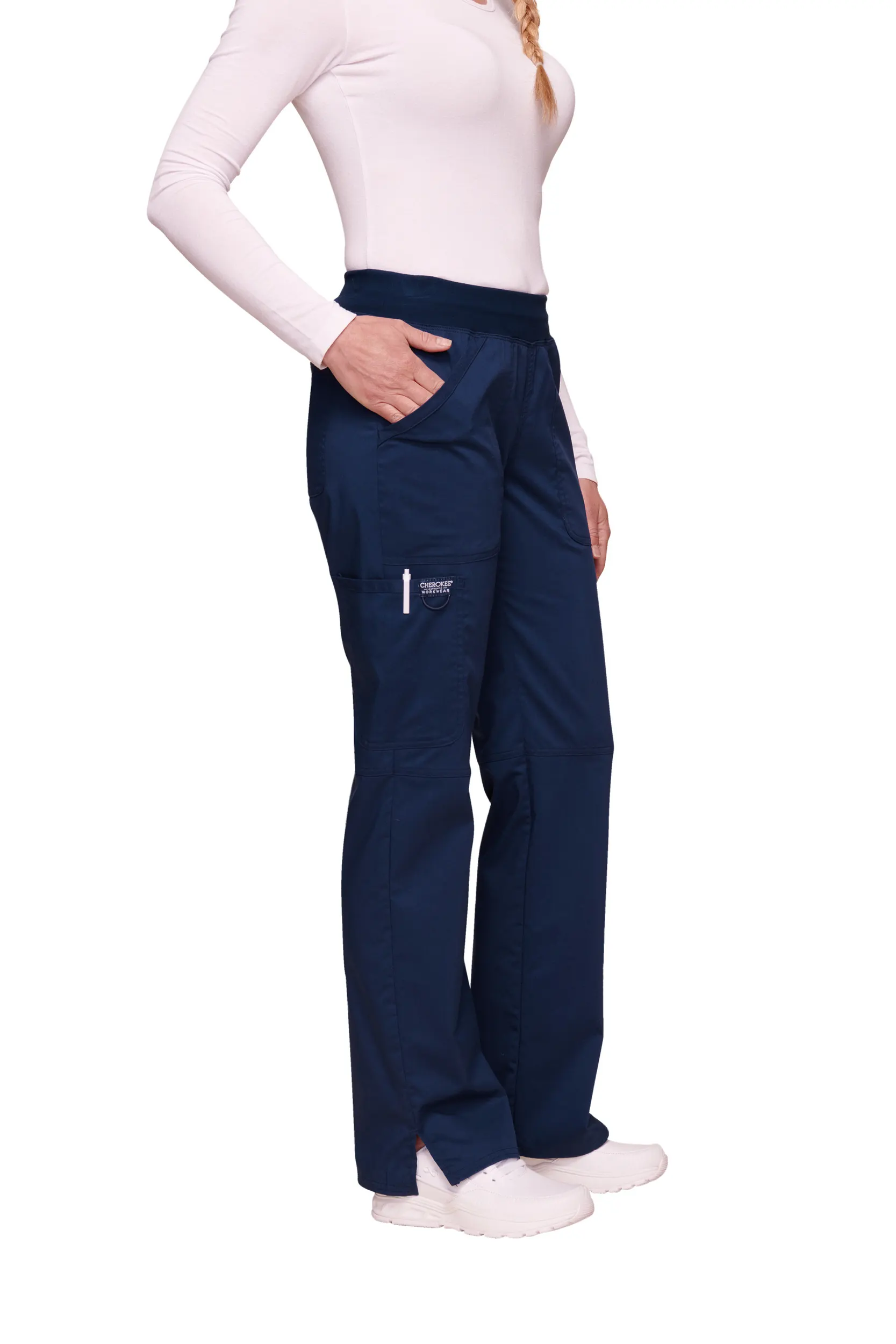 Pantalones tipo cargo de tiro medio mujer