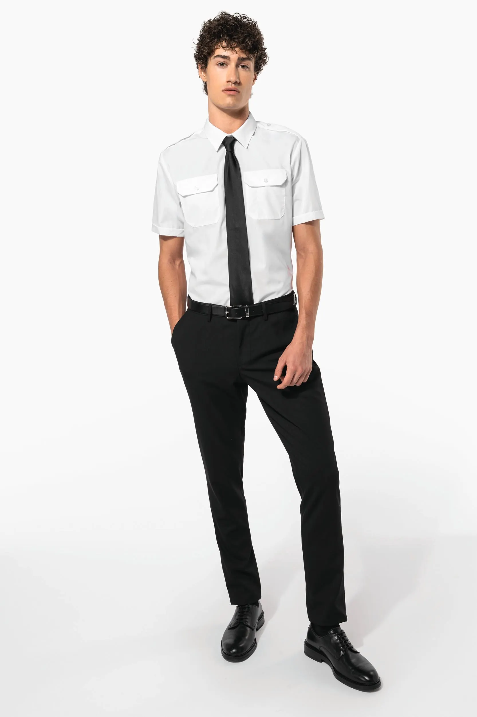Camisa piloto manga corta hombre