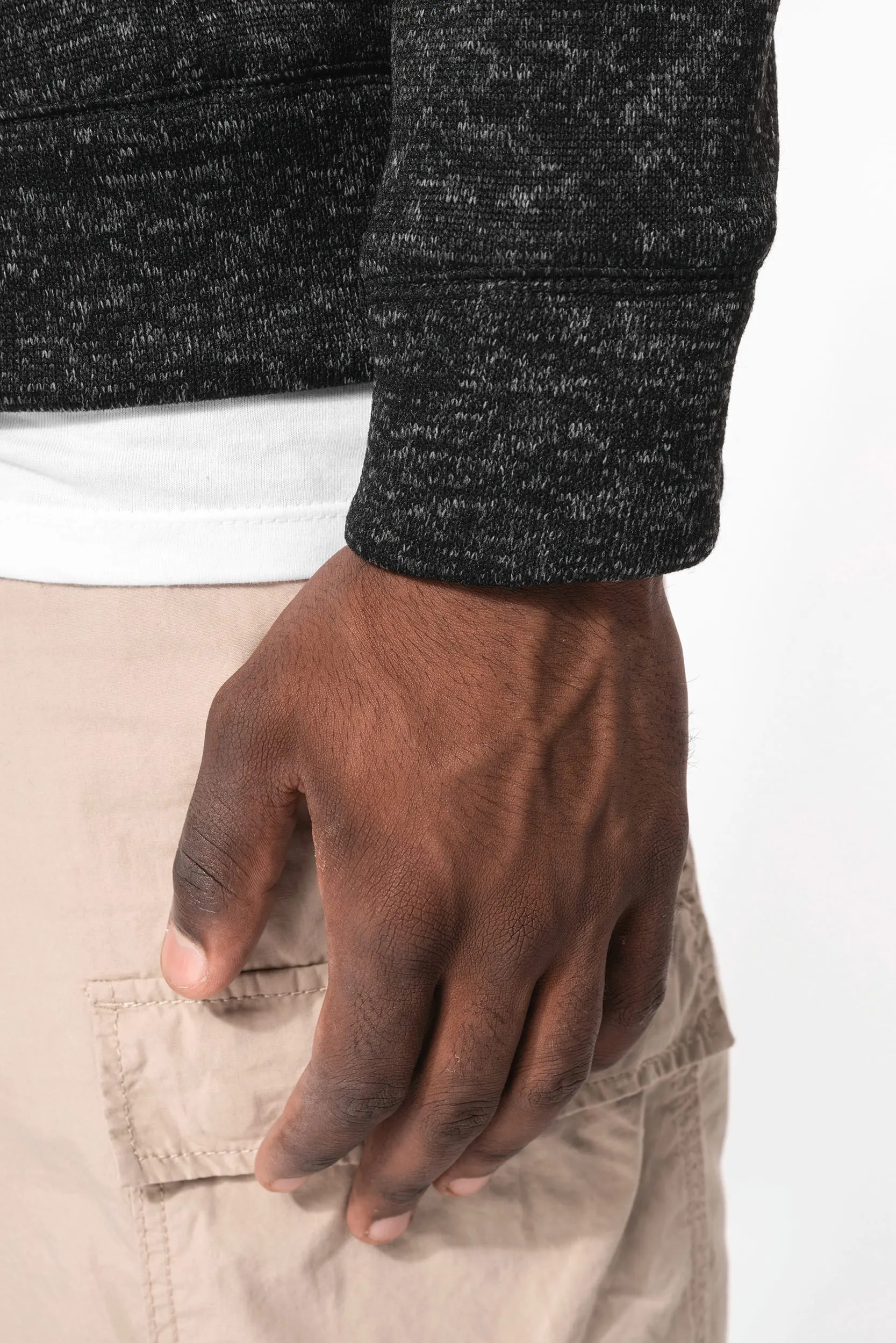 Chaqueta jaspeada con cremallera hombre