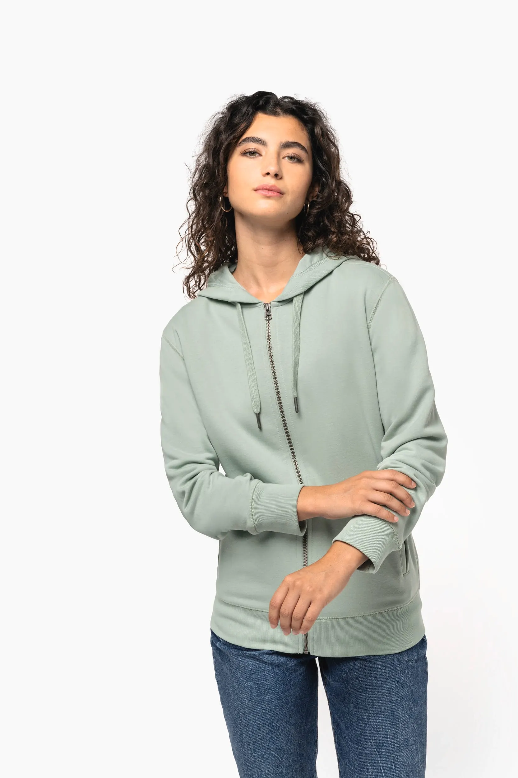Sudadera ecorresponsable french terry con capucha y cremallera - Unisex