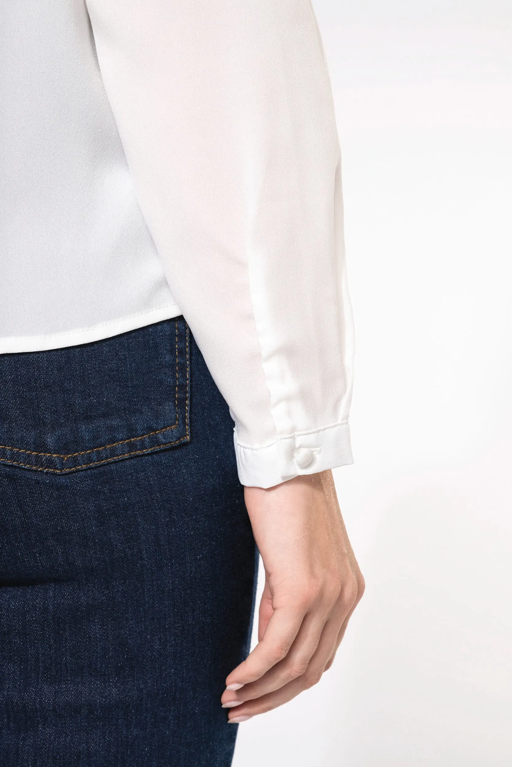 Blusa crepe manga larga mujer