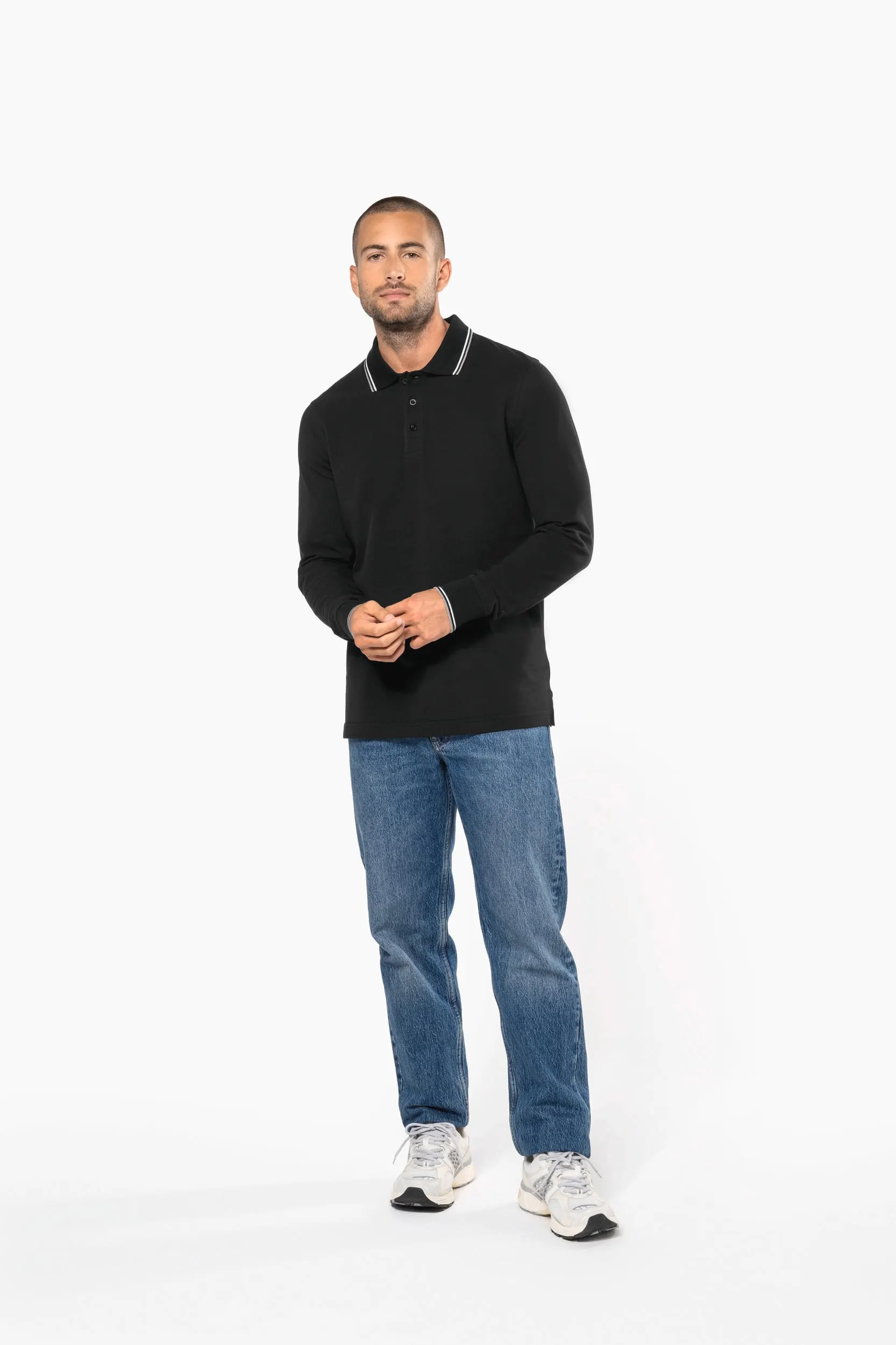Polo piqué manga larga hombre