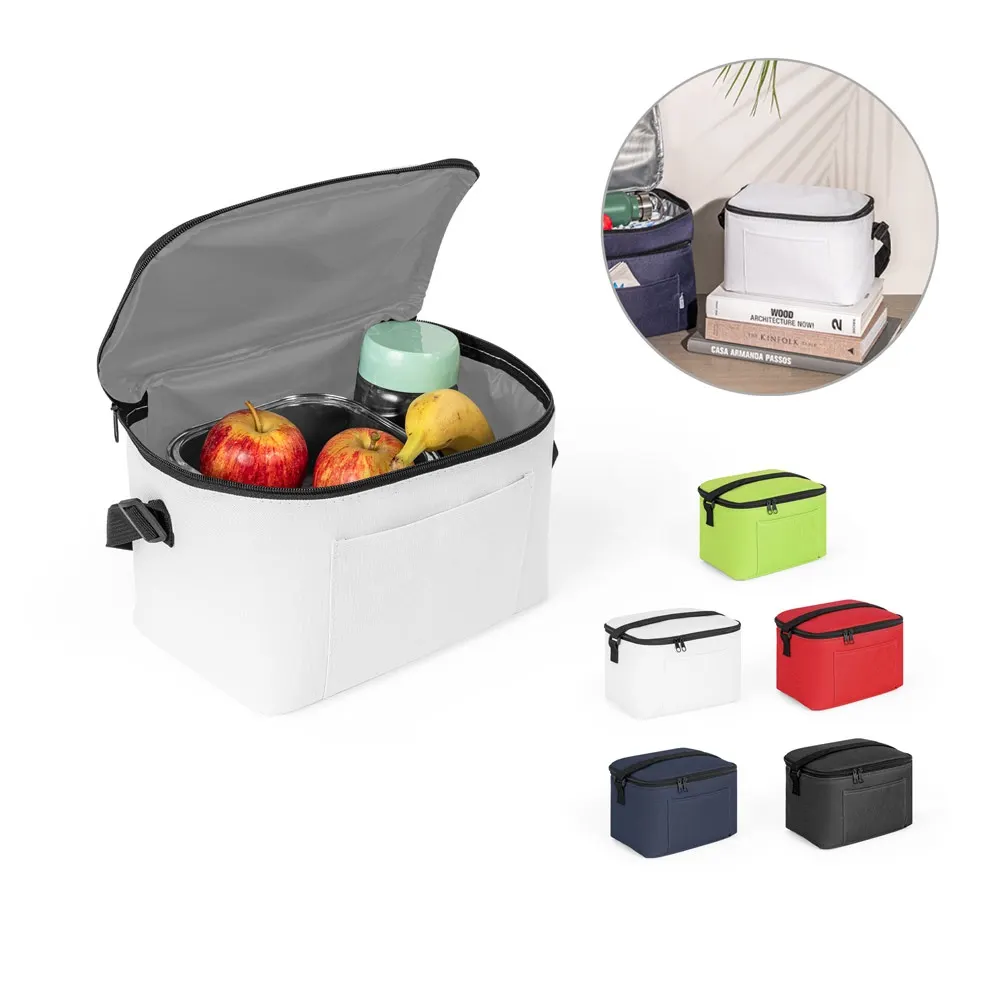 CANCUN. Bolsa térmica de poliéster reciclado 600D con correa de cincha ajustable 7 L